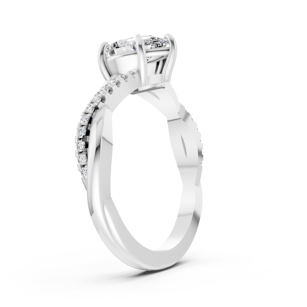 Pear Cut Diamond Twisted Infinity Ring With Half-Pavé Shank