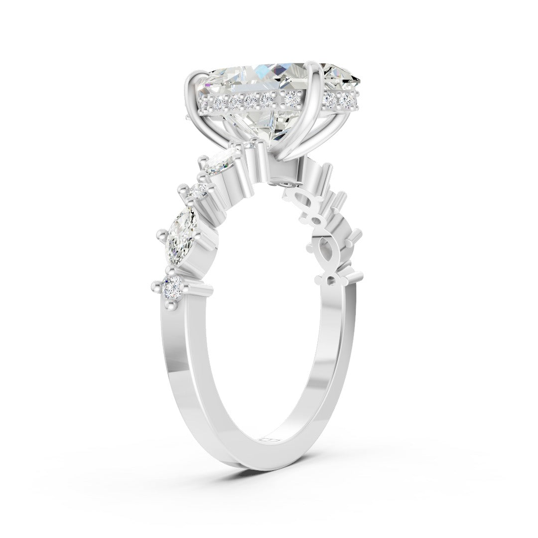 Dutch Marquise Diamond Halo Engagement Ring
