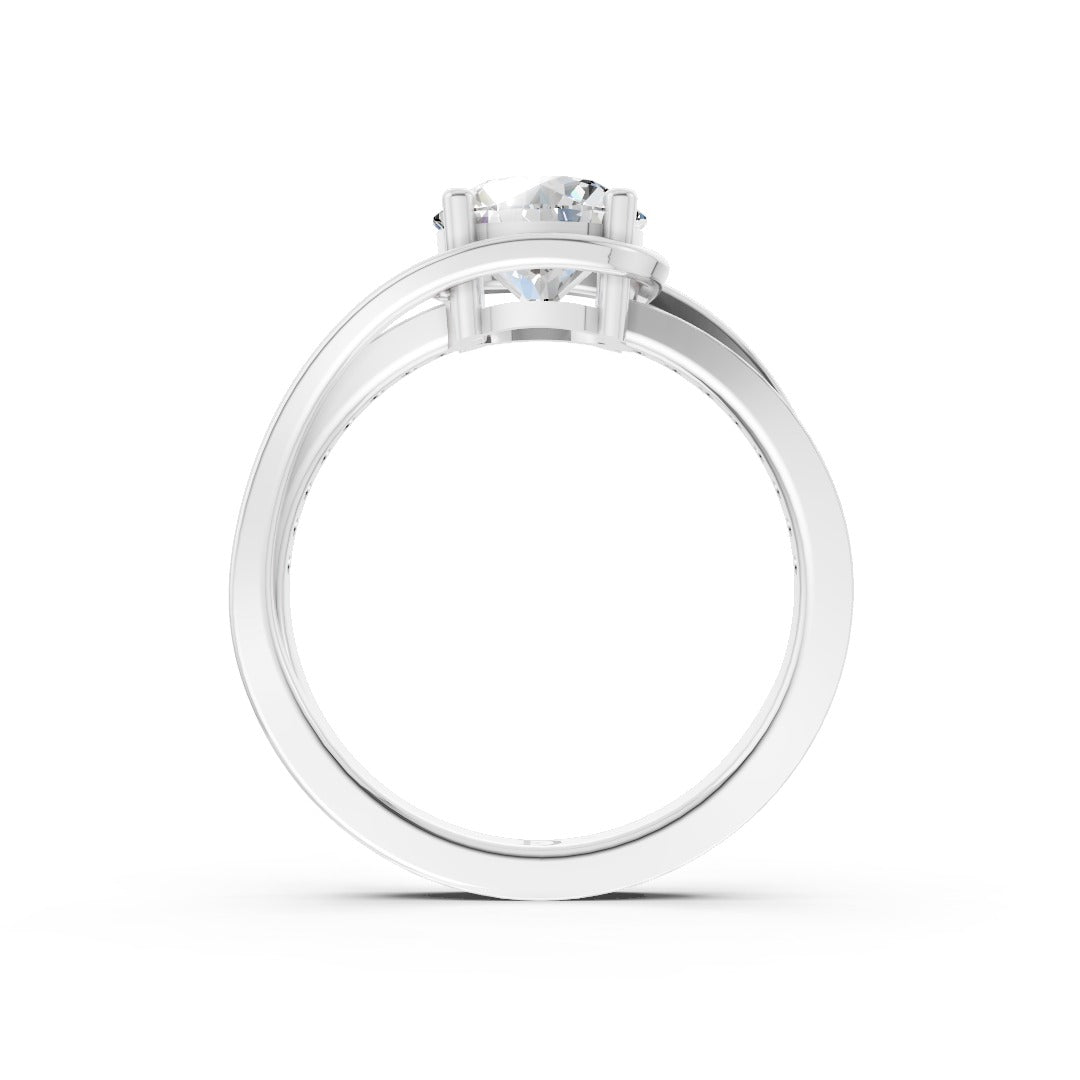 Round Accented Bypass Lab Diamond Engagement Ring