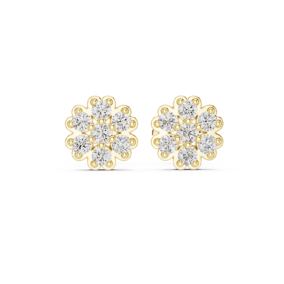Heart Shape Prong Round Diamond Earring