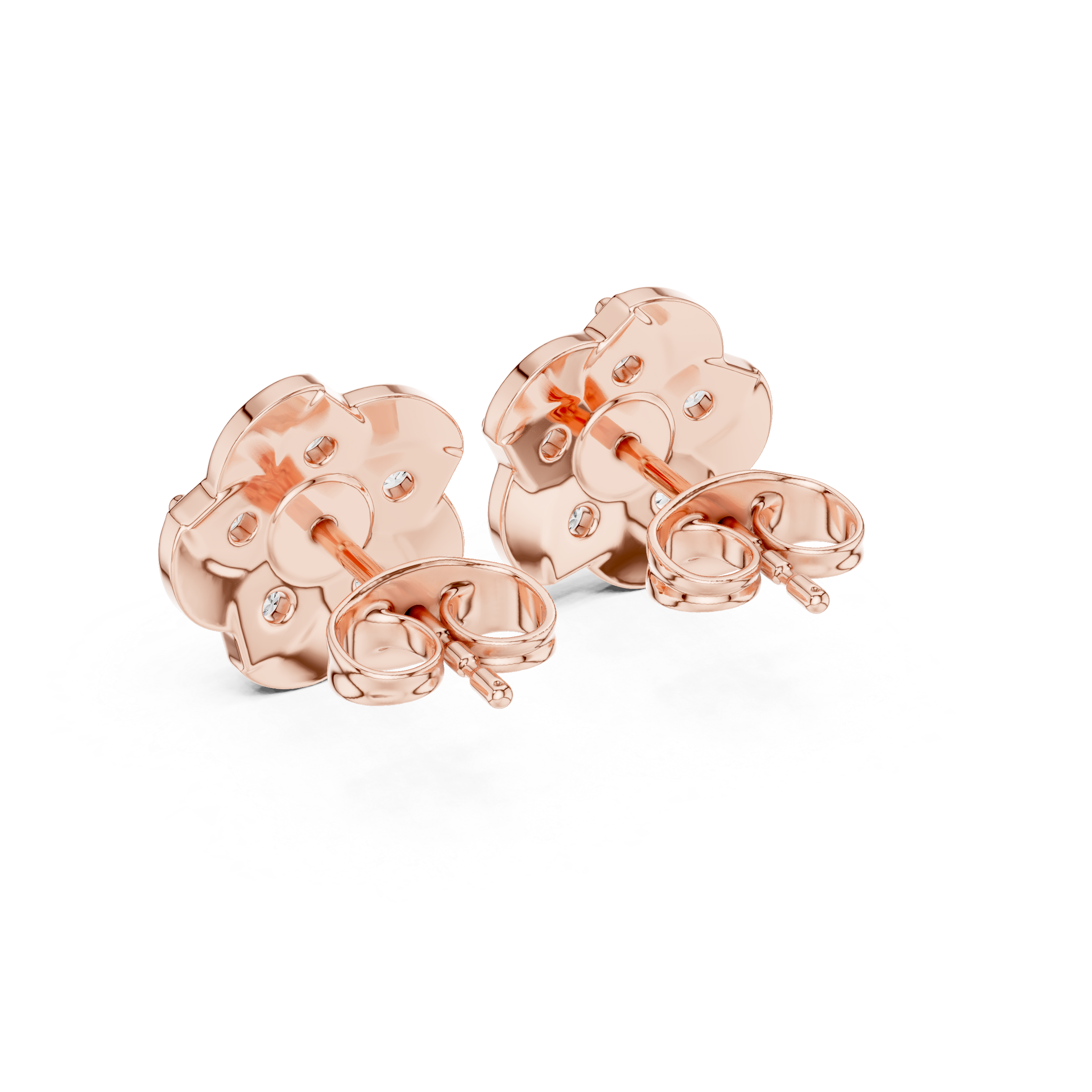 Vintage Six-Stone Round Cut Floating Floral Earrings
