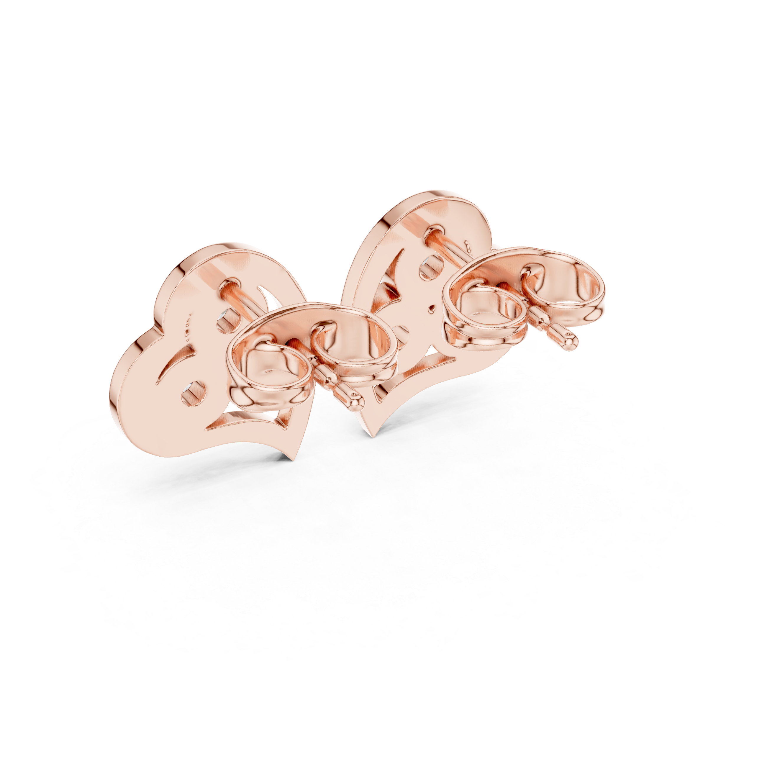 Three-Stone Open Heart Round Diamond Studs Earring