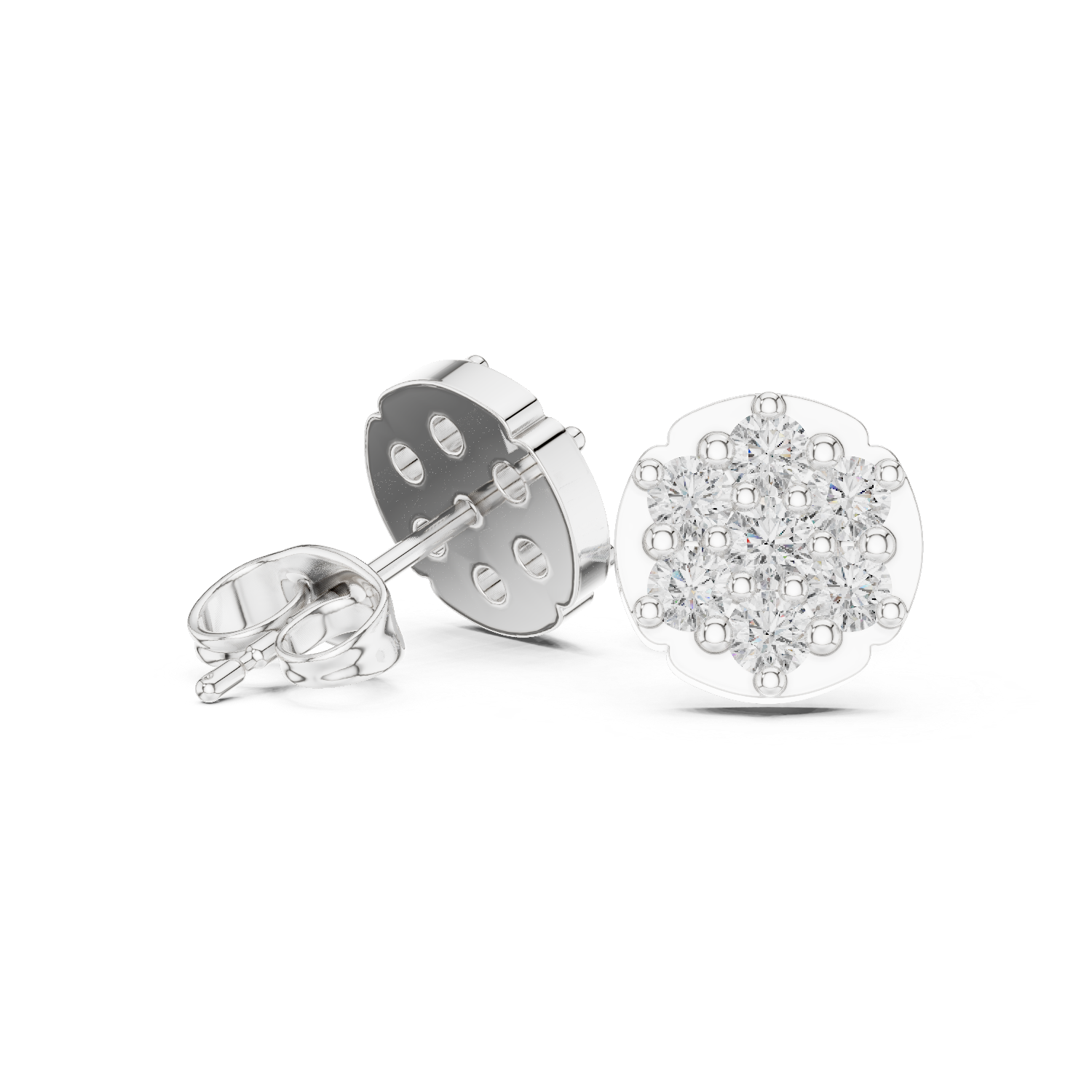 Elegant Round Diamond Cluster Studs Earring