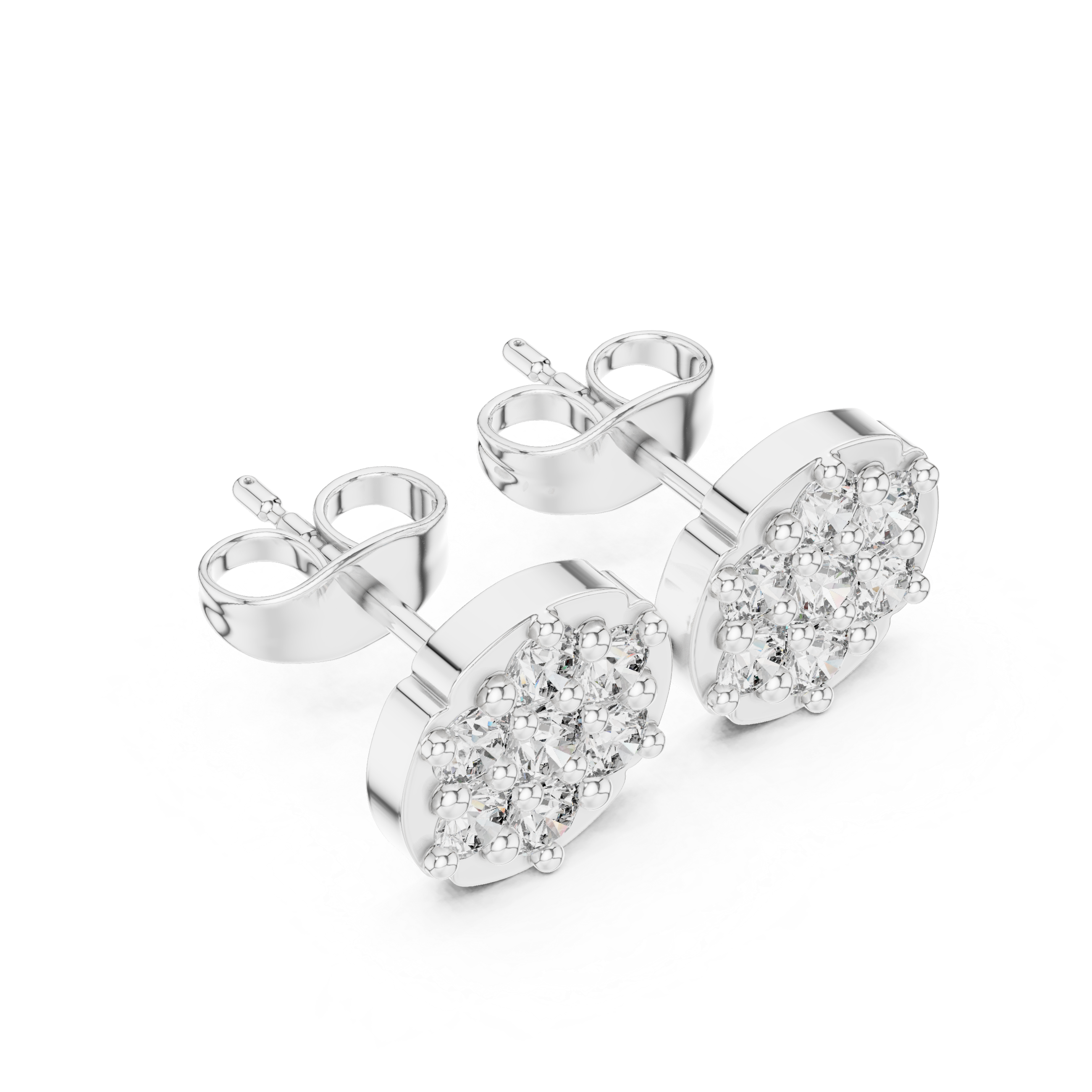 Elegant Round Diamond Cluster Studs Earring