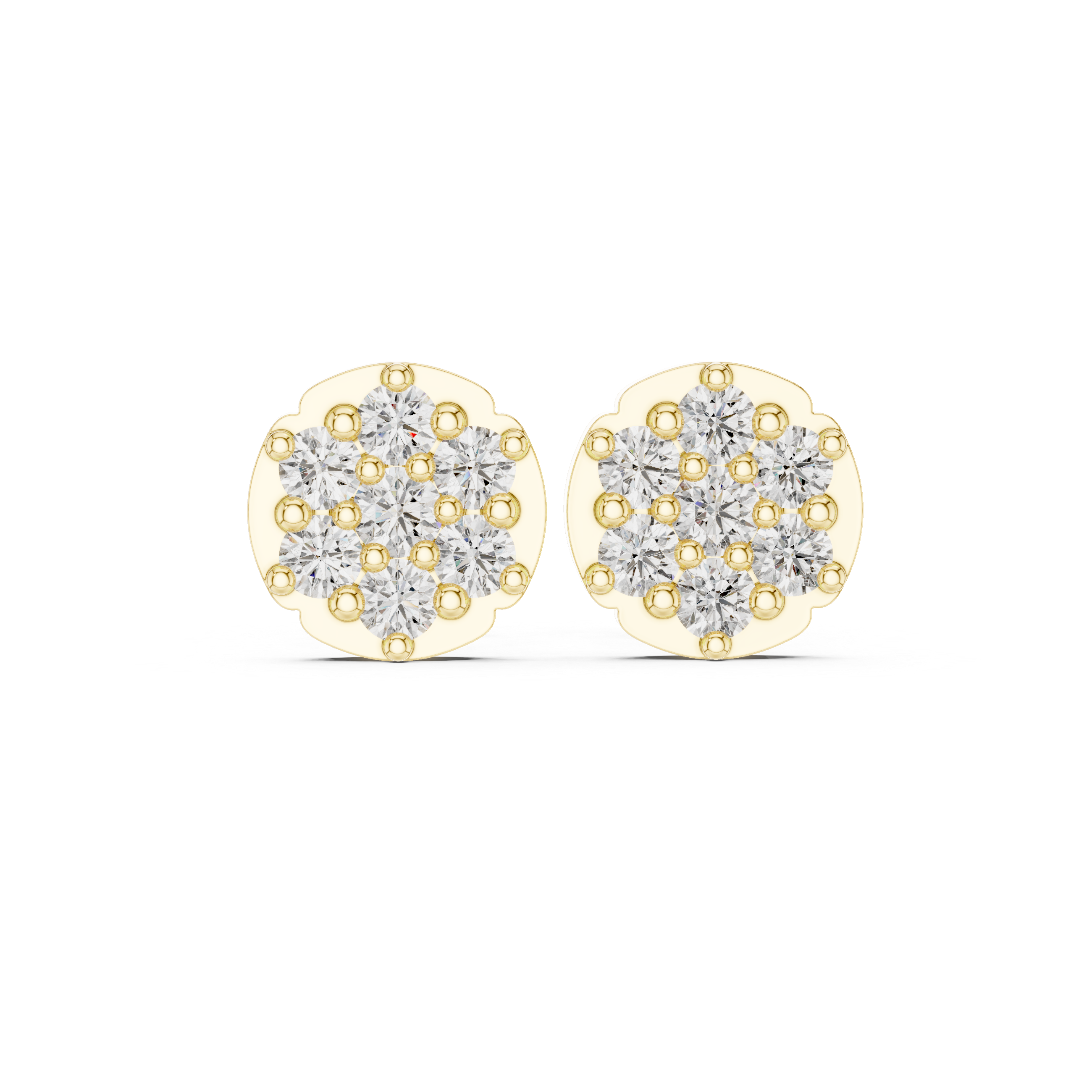 Elegant Round Diamond Cluster Studs Earring