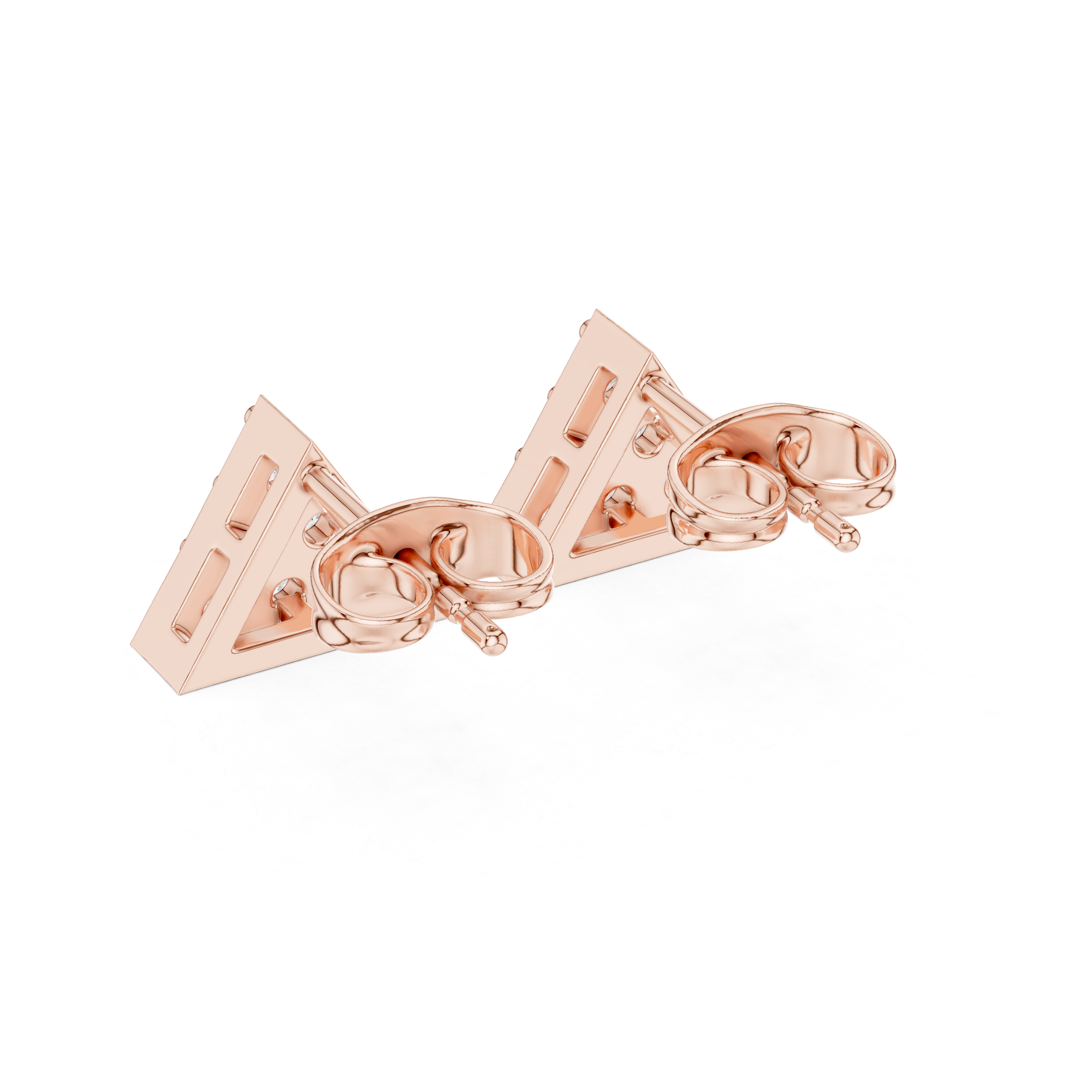 Triangle Shape Round Diamond Cluster Studs Earring