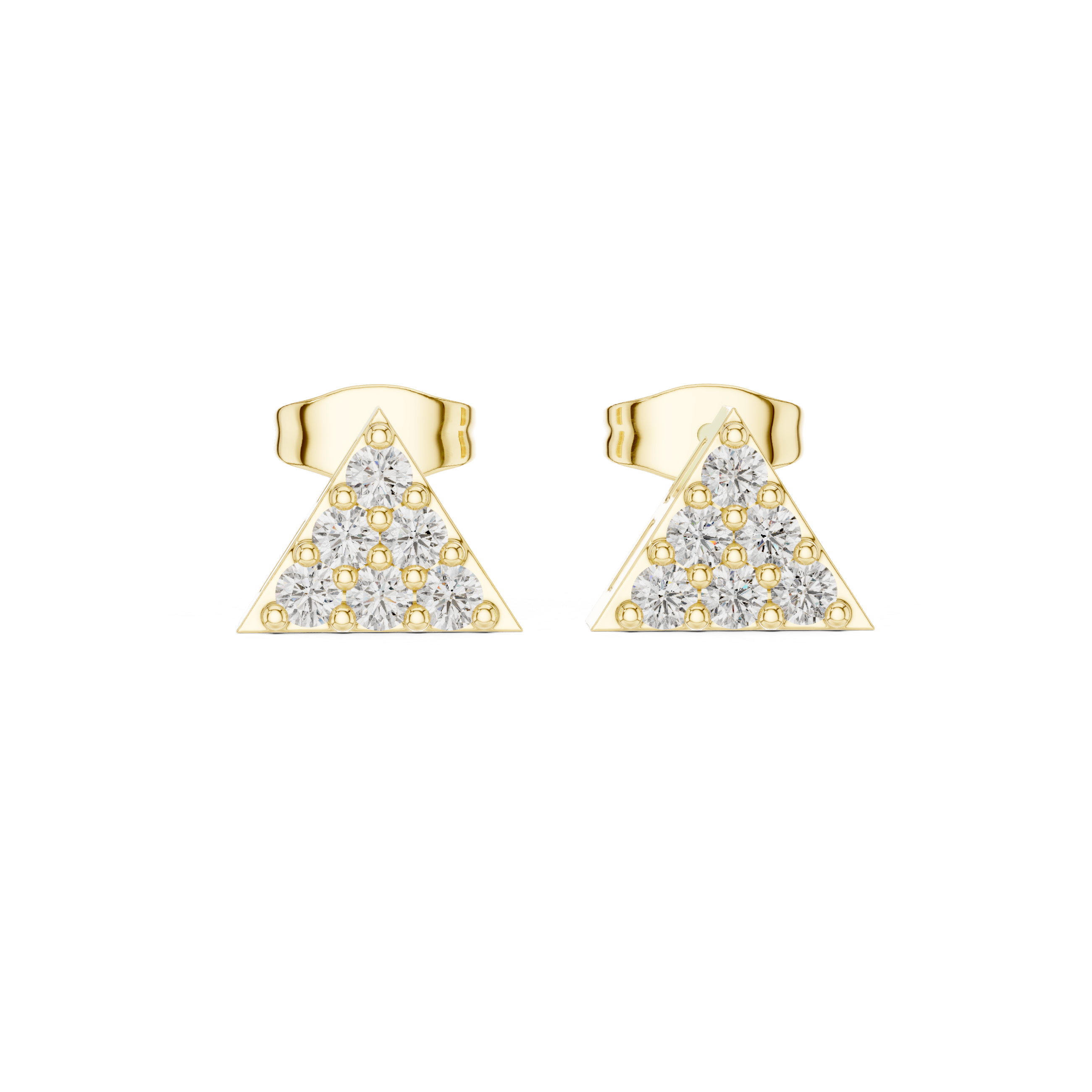 Triangle Shape Round Diamond Cluster Studs Earring