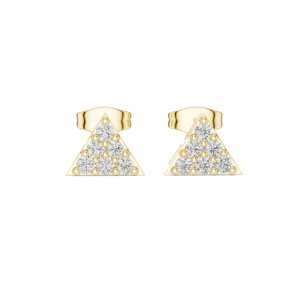 Triangle Shape Round Diamond Cluster Studs Earring