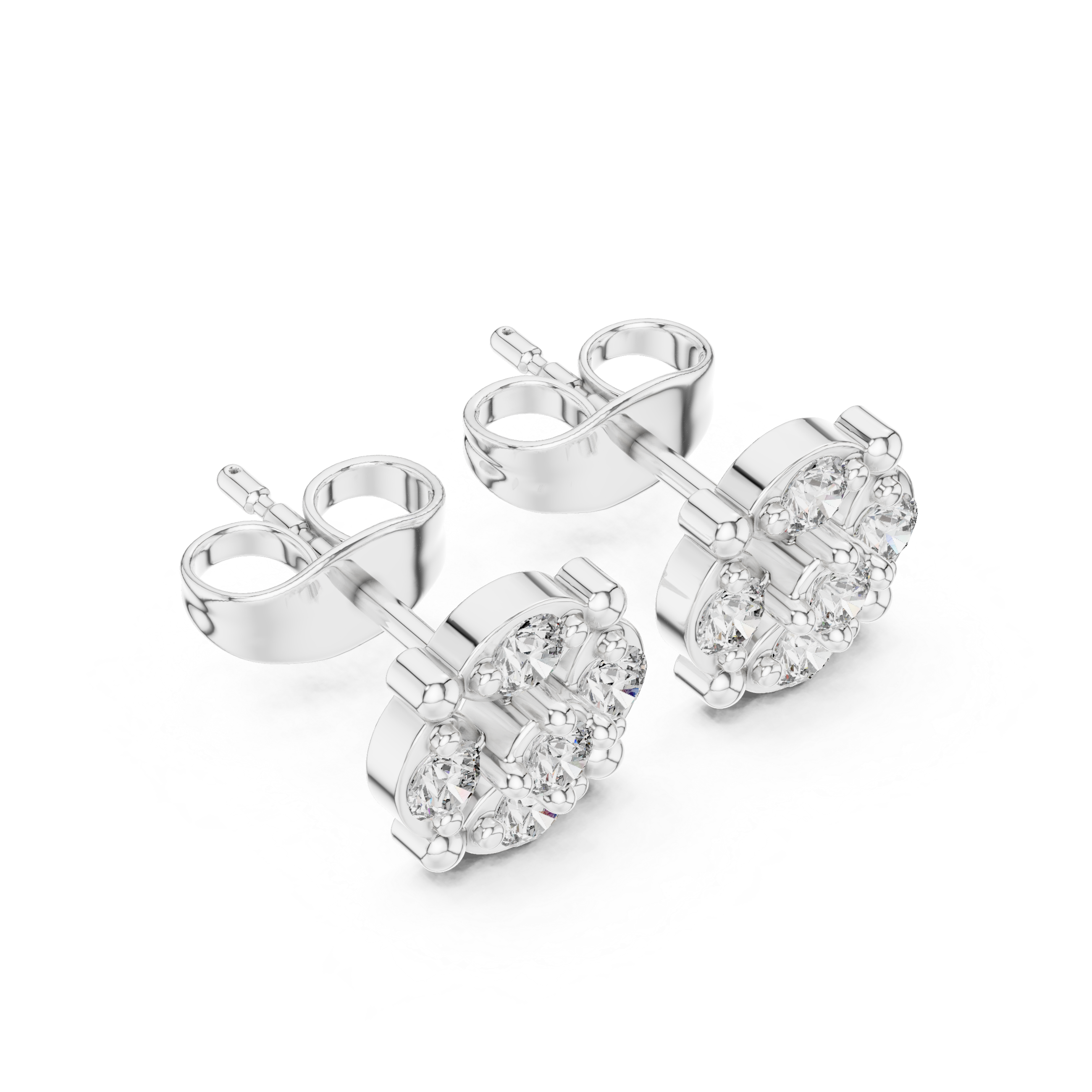 Unique Five Stone Round cluster Stud Earring