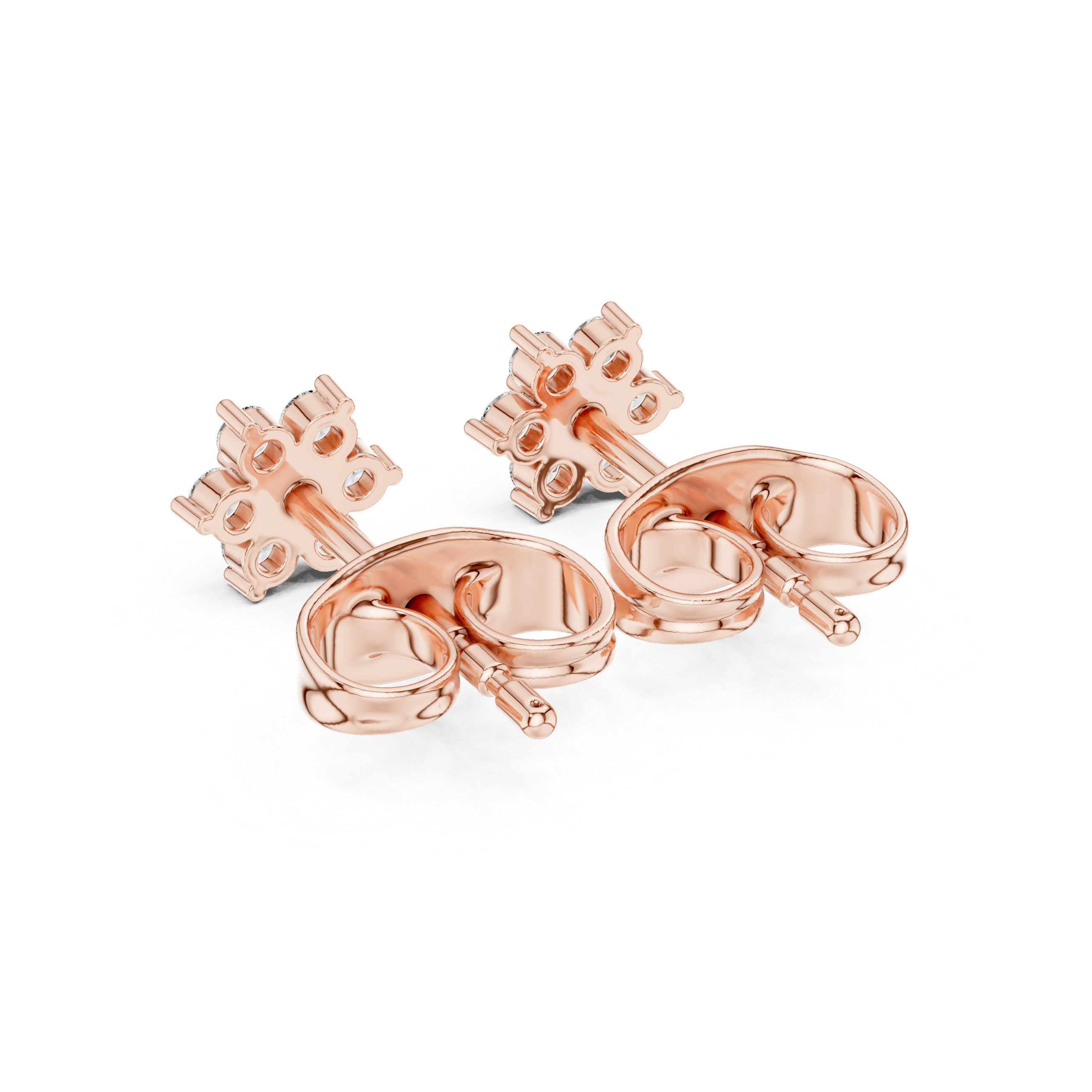 Seven-Stone Round Diamond Flower Shape Earrings