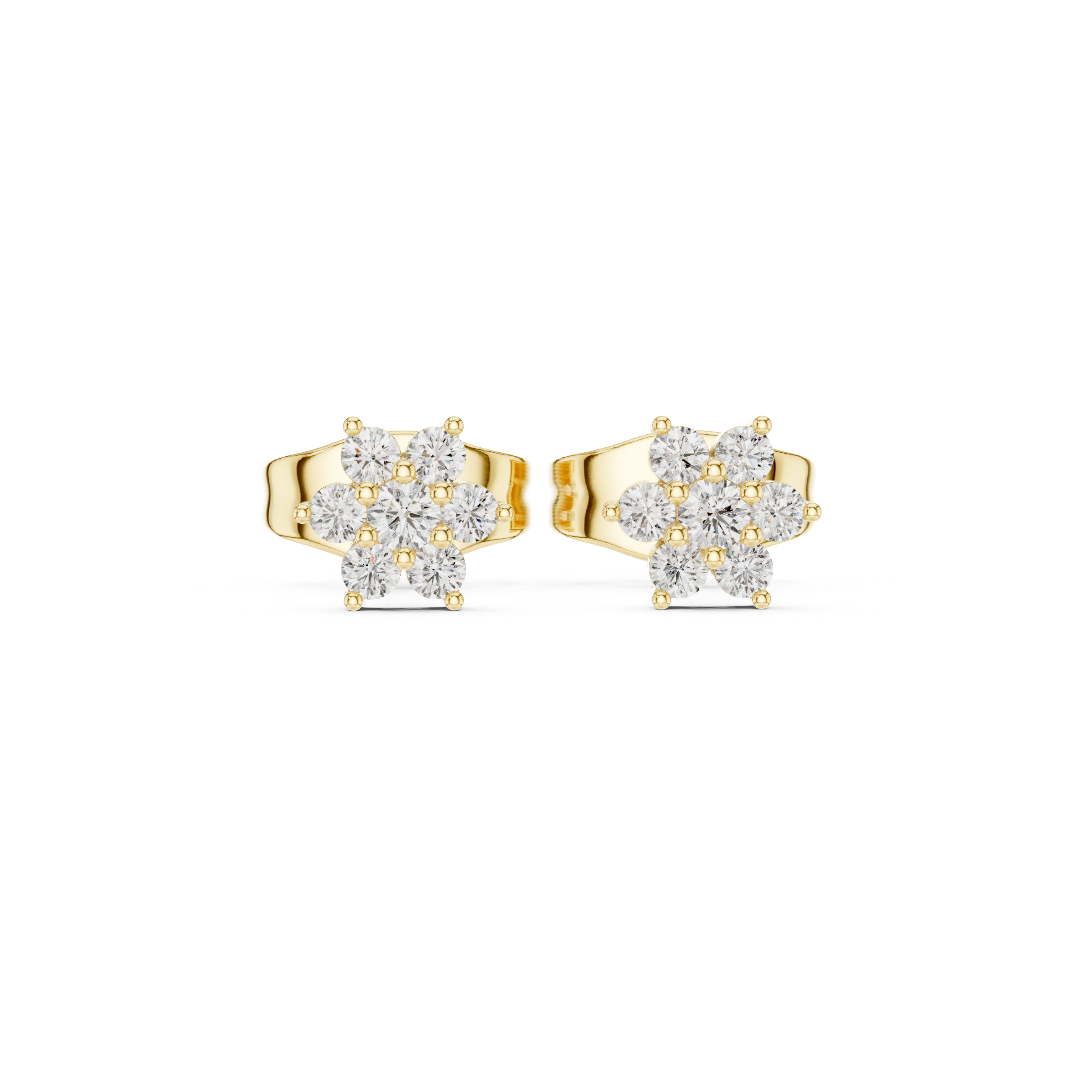 Seven-Stone Round Diamond Flower Shape Earrings
