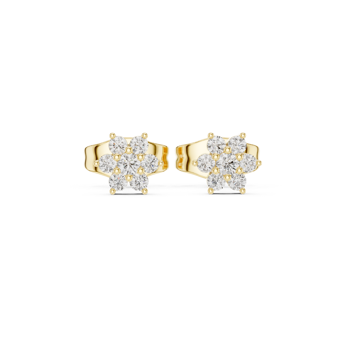 Seven-Stone Round Diamond Flower Shape Earrings