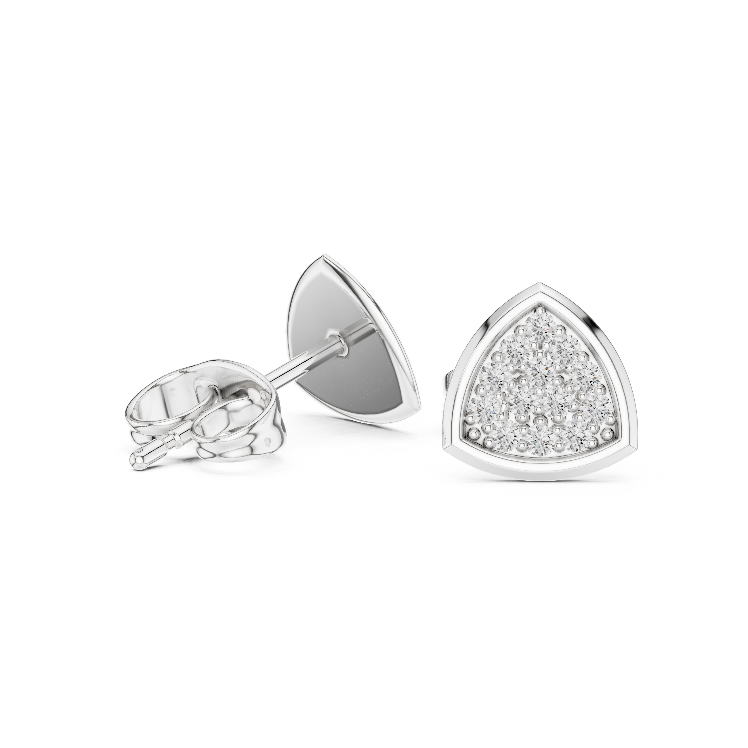 Triangle Shape Pave Round Diamond Earrings