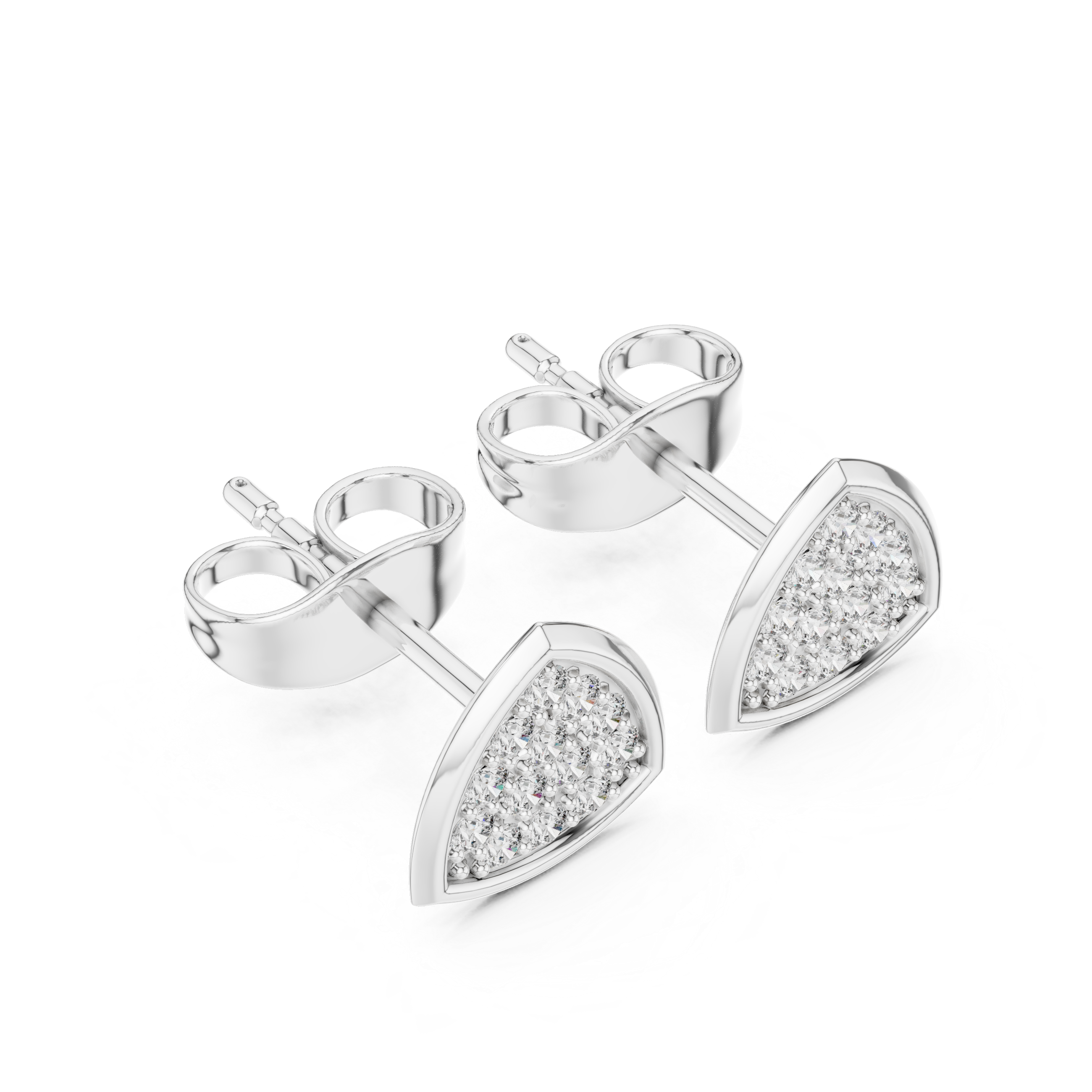 Triangle Shape Pave Round Diamond Earrings