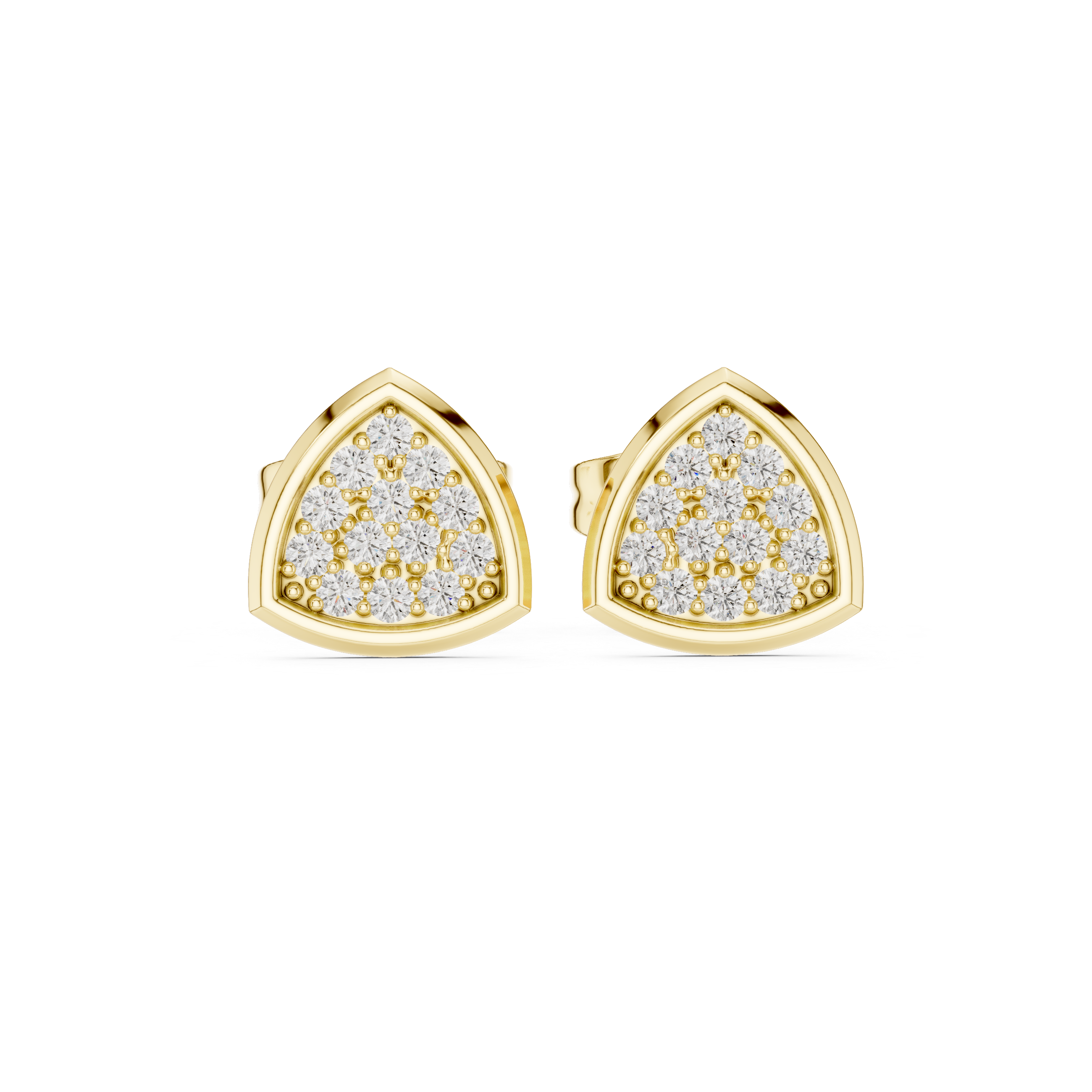 Triangle Shape Pave Round Diamond Earrings