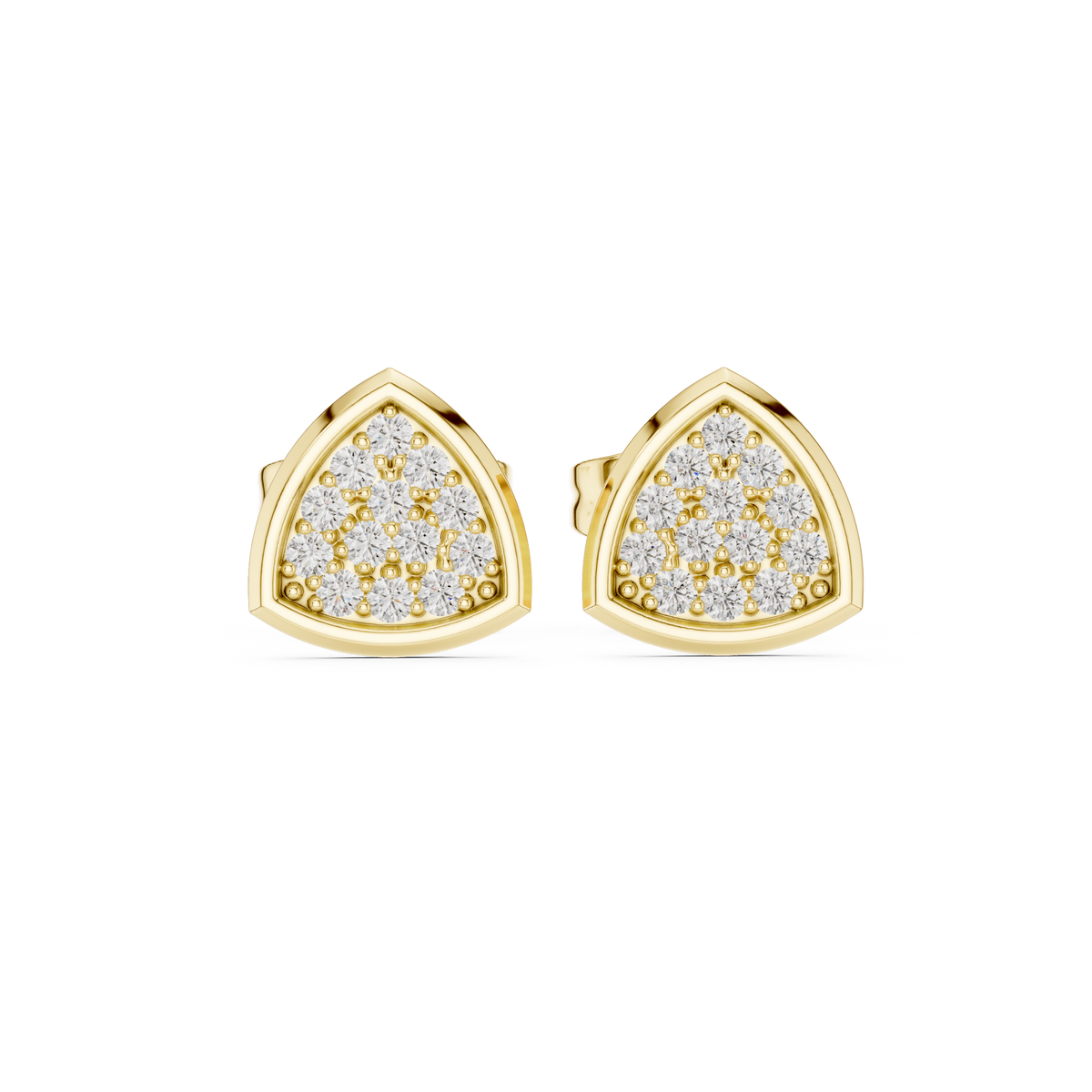 Triangle Shape Pave Round Diamond Earrings