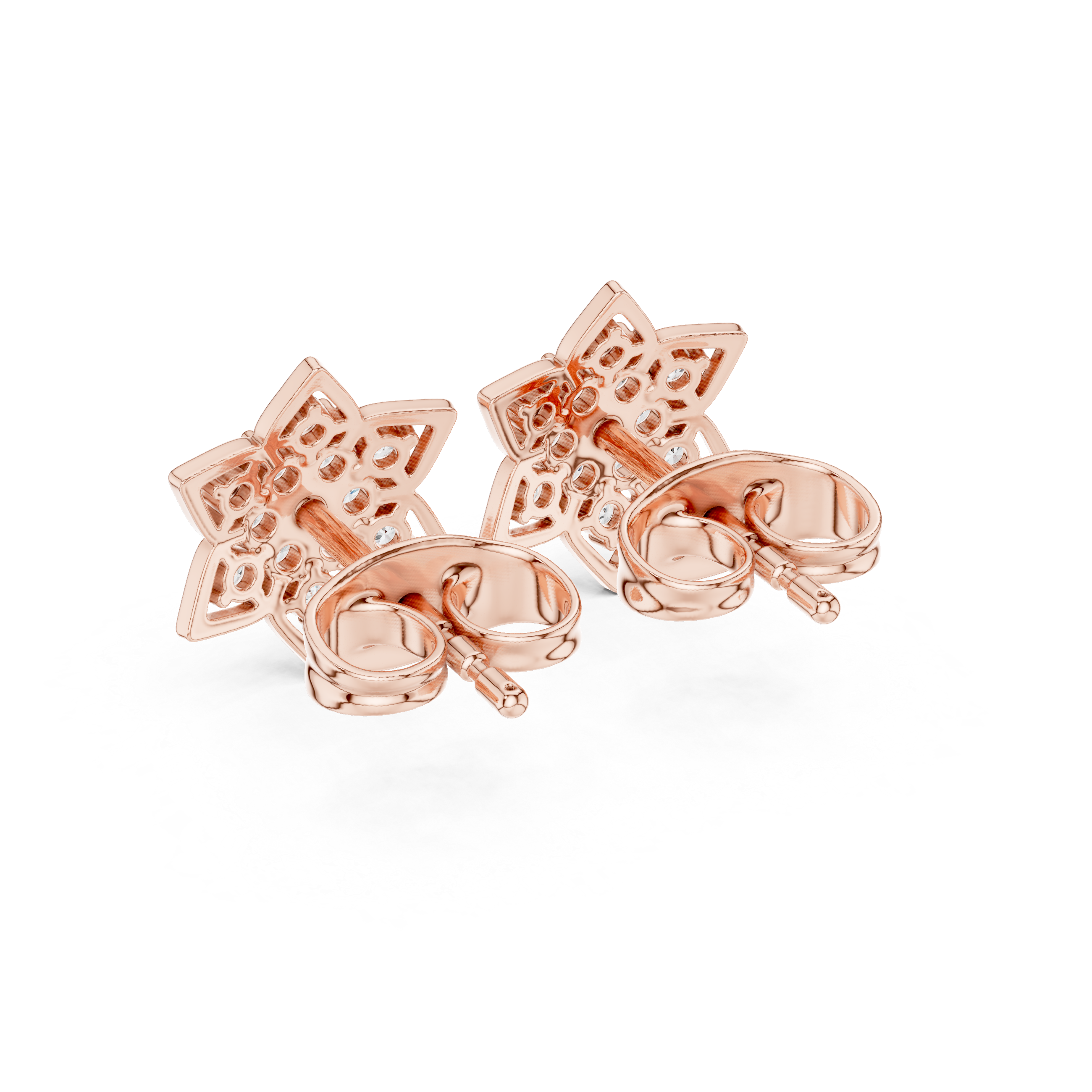Round Diamond Six-Point Star Stud Earrings