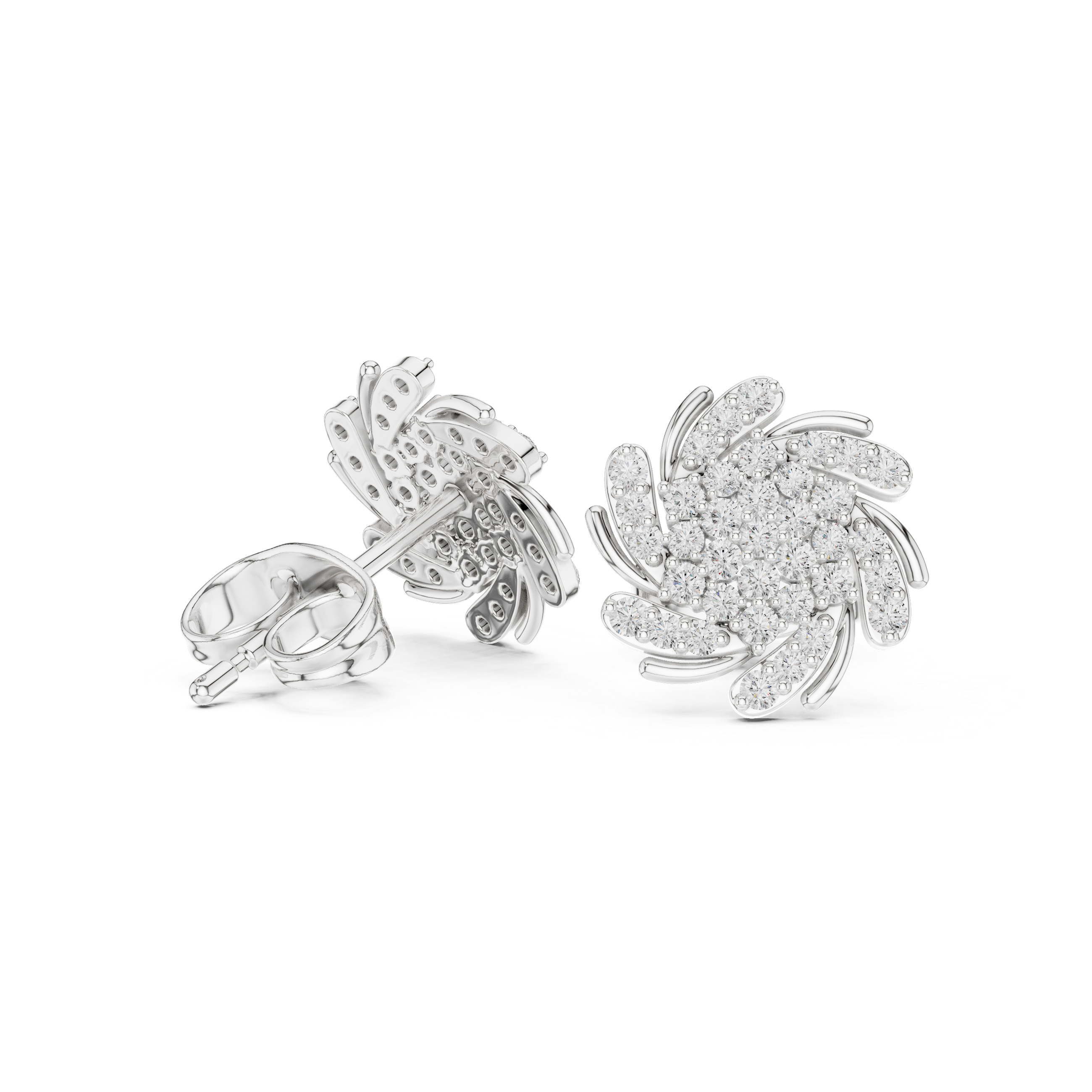 Round Cut Cluster Diamond Stud Earring