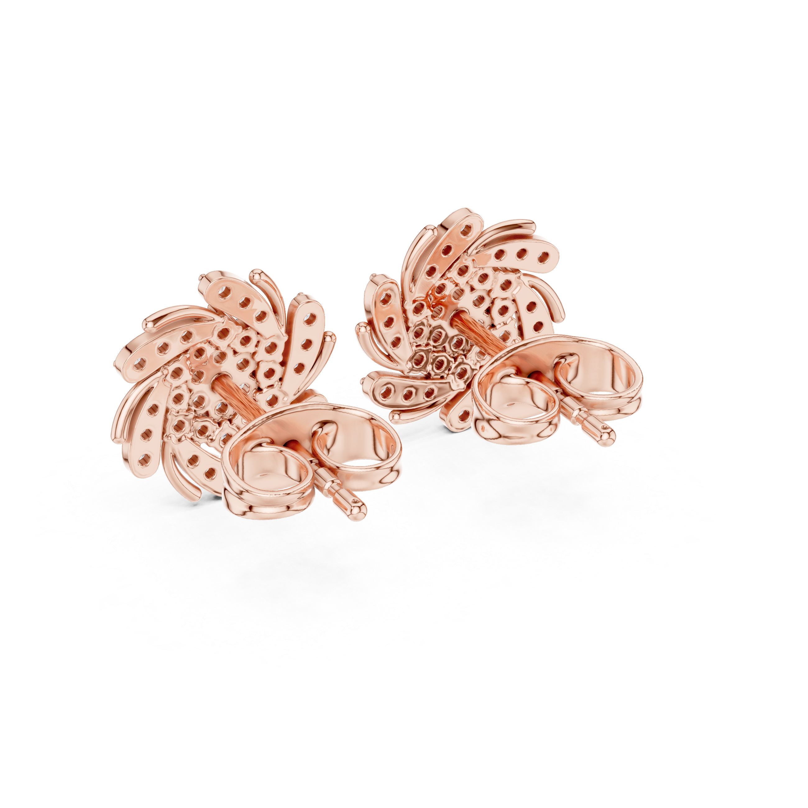 Round Cut Cluster Diamond Stud Earring