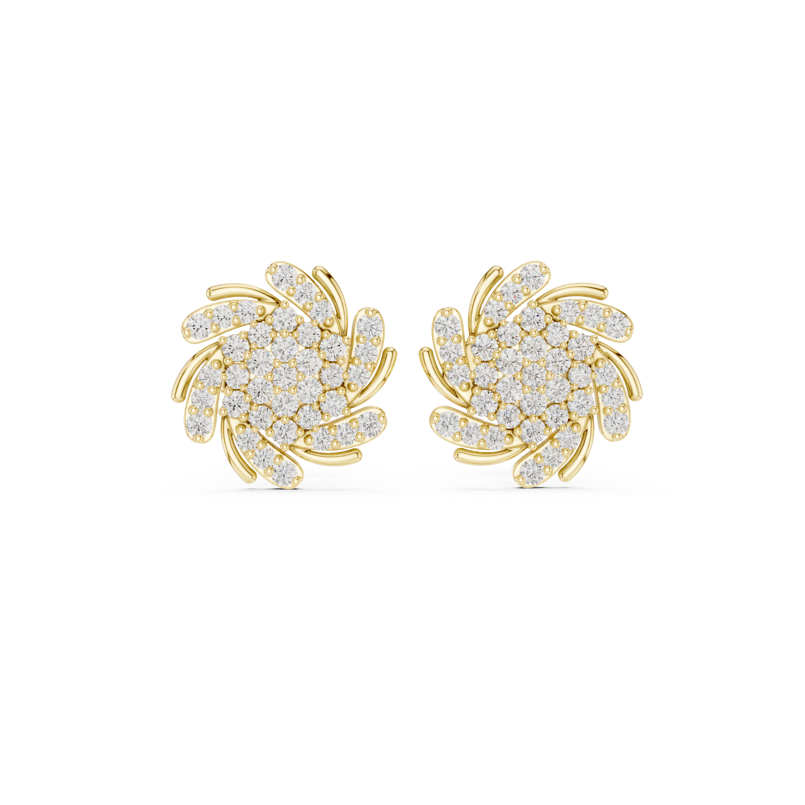 Round Cut Cluster Diamond Stud Earring