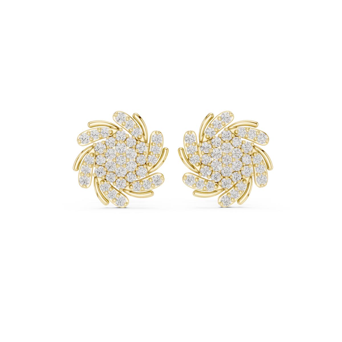 Round Cut Cluster Diamond Stud Earring
