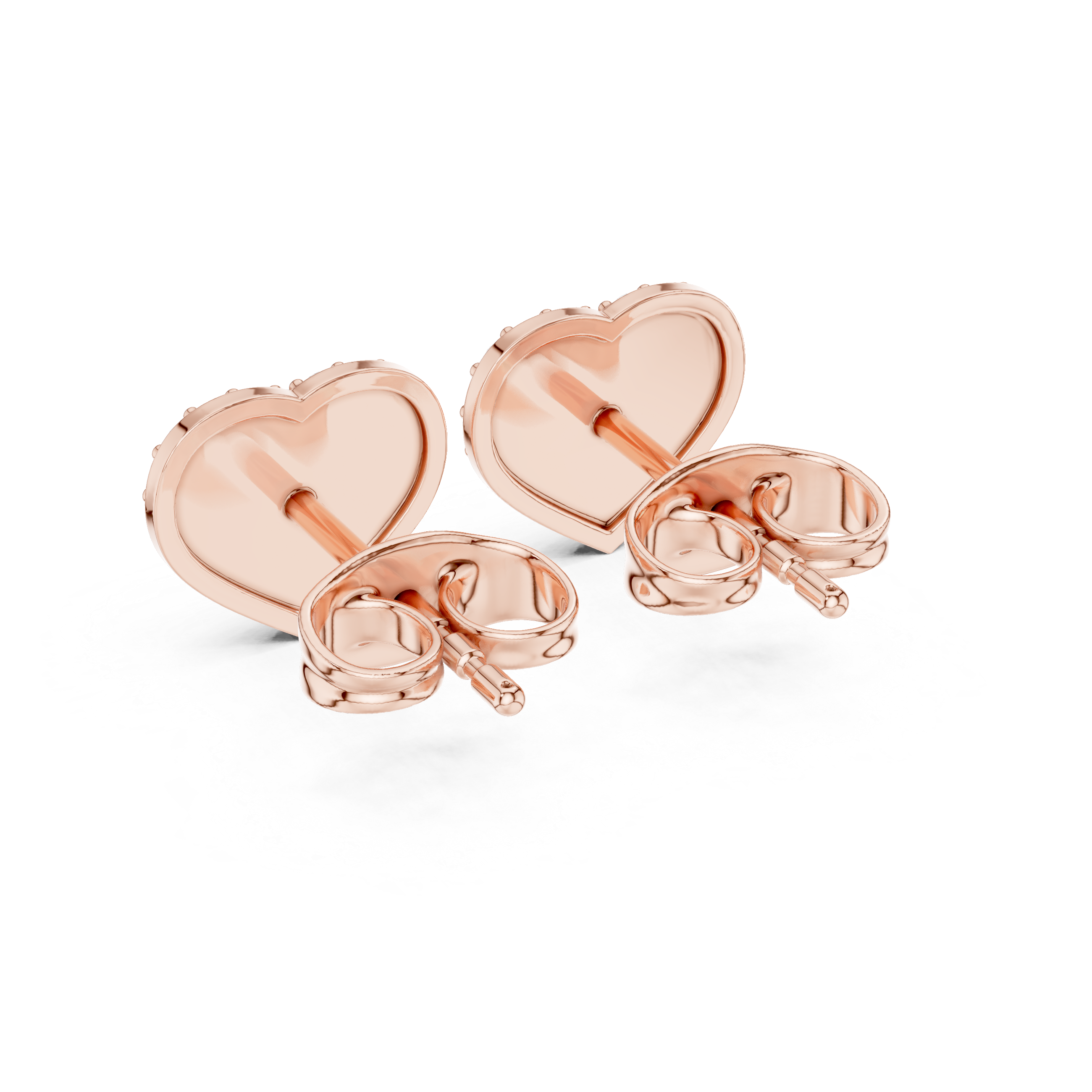 Round Cut Diamond Heart Pavé Stud Earrings