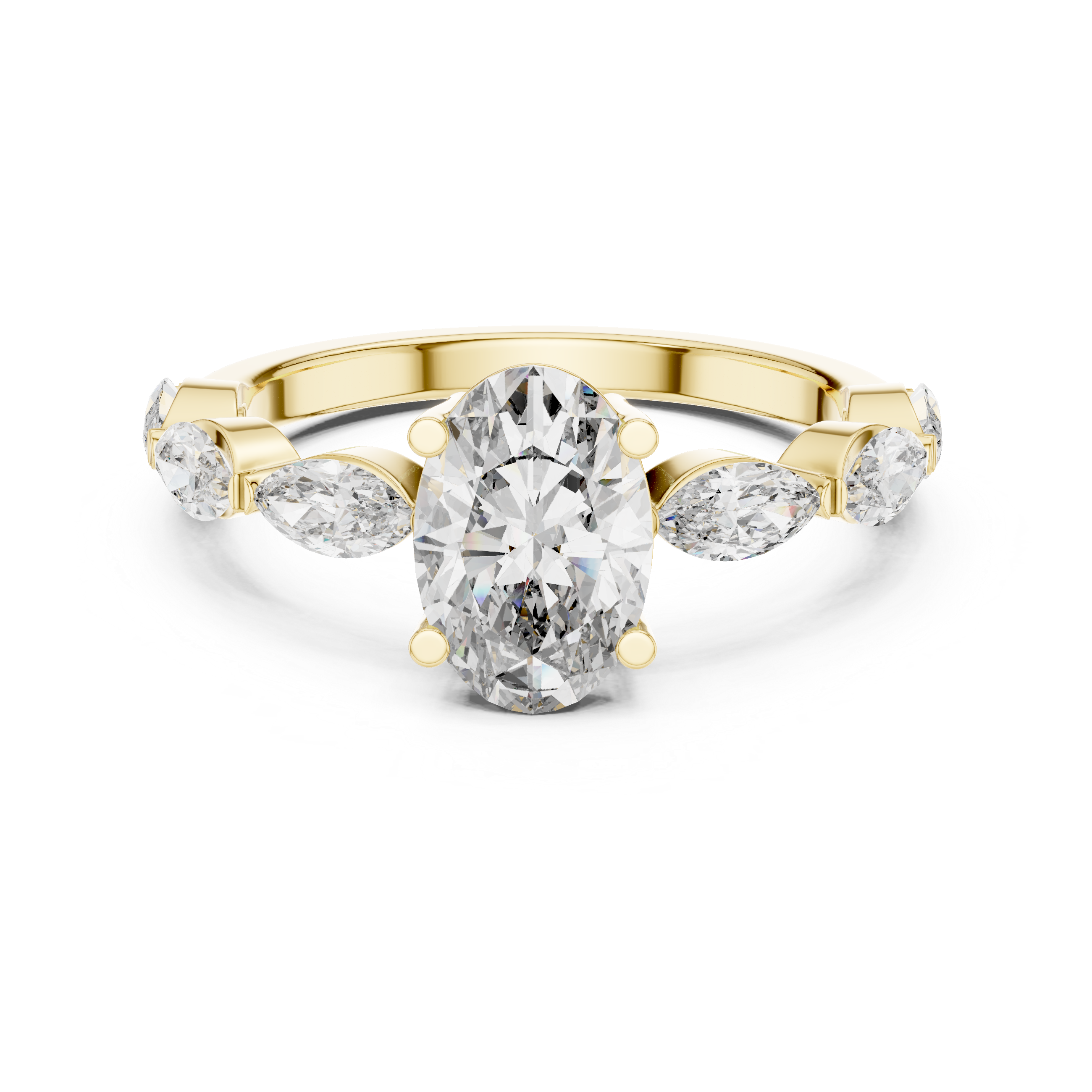 Oval Cut Side Marquise Diamond Ring