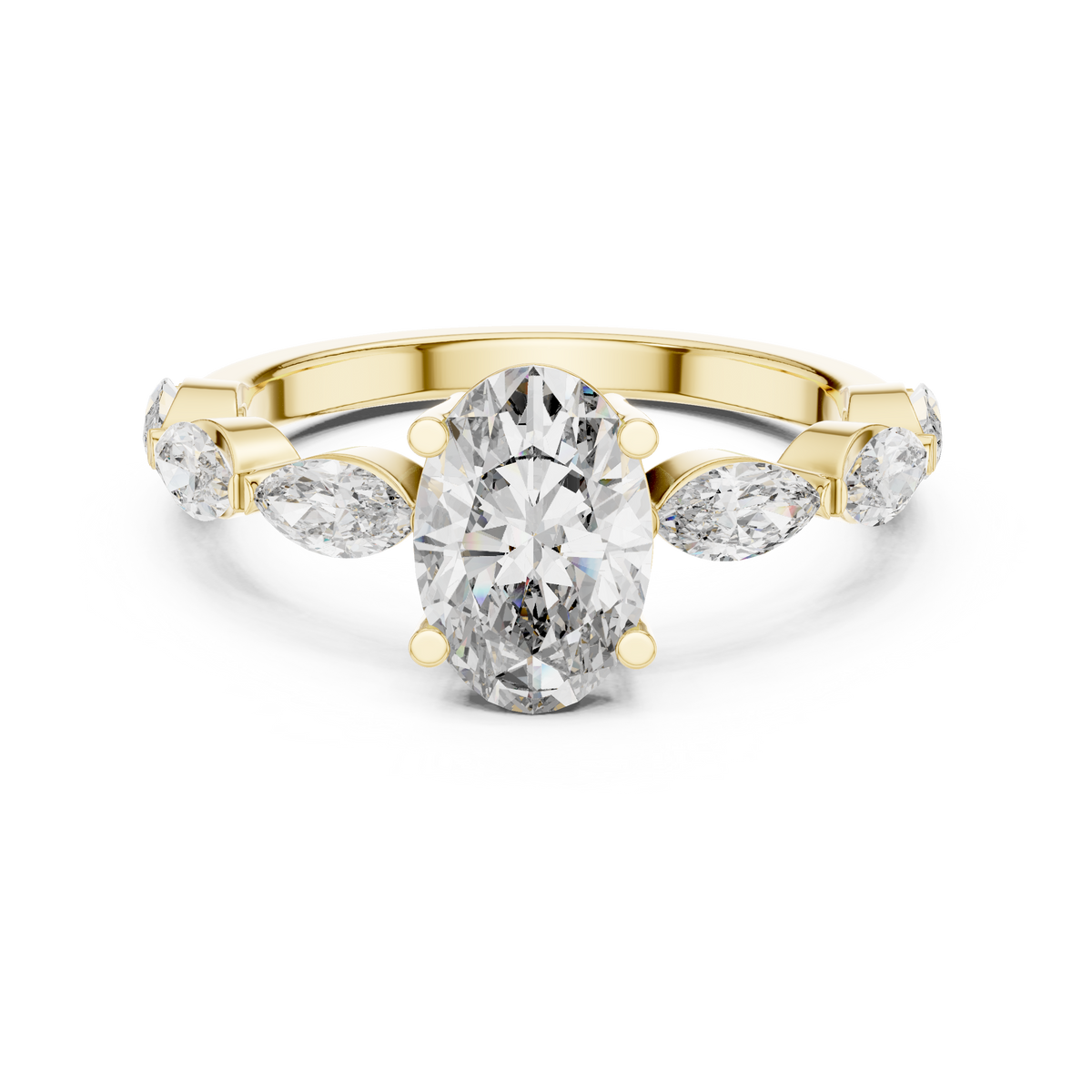 Oval Cut Side Marquise Diamond Ring
