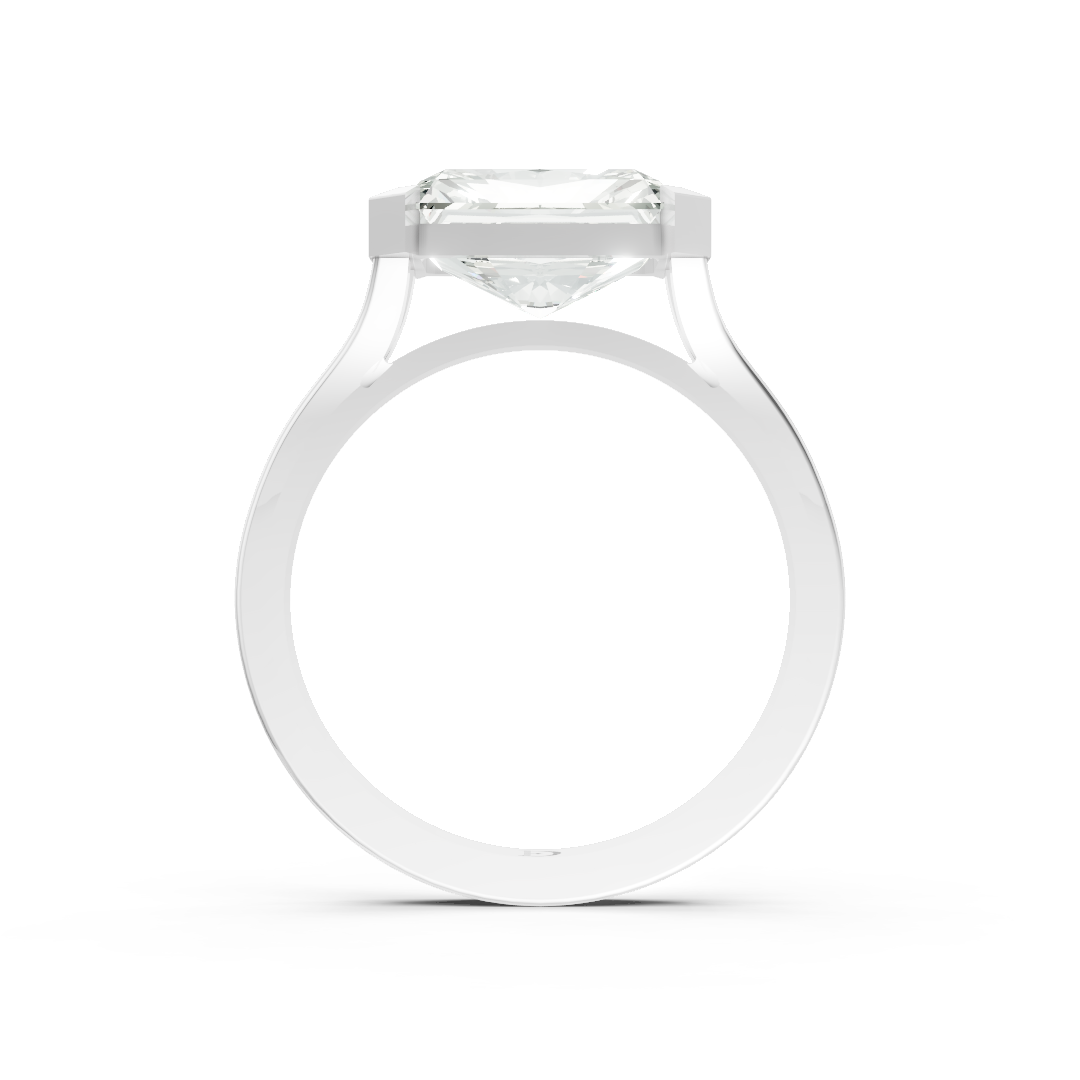 Radiant Cathedral Half Bezel Solitaire Ring