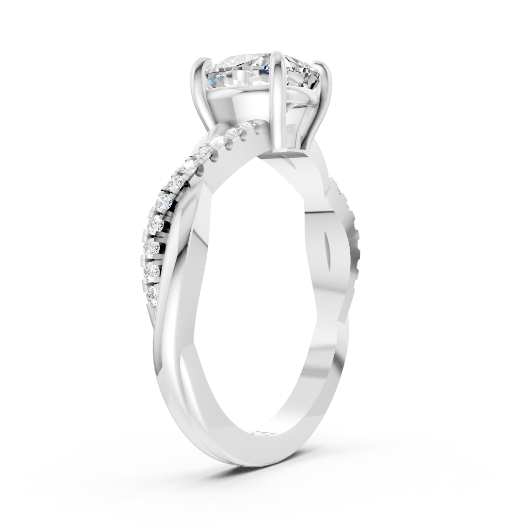 Cushion Cut Diamond Twisted Infinity Ring With Half-Pavé Shank