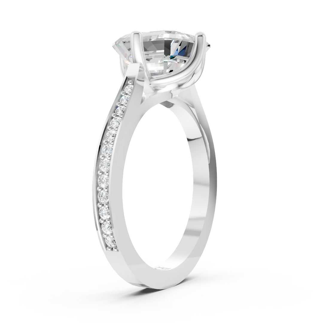 Elegant Asscher Cut Diamond Ring with Delicate Pavé Band