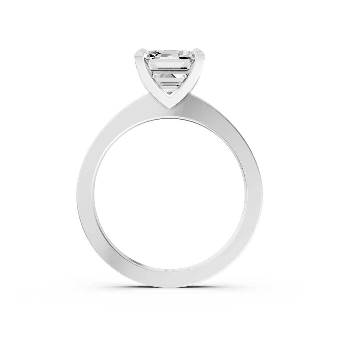 Asscher Cut V-Cathedral Shank Ring