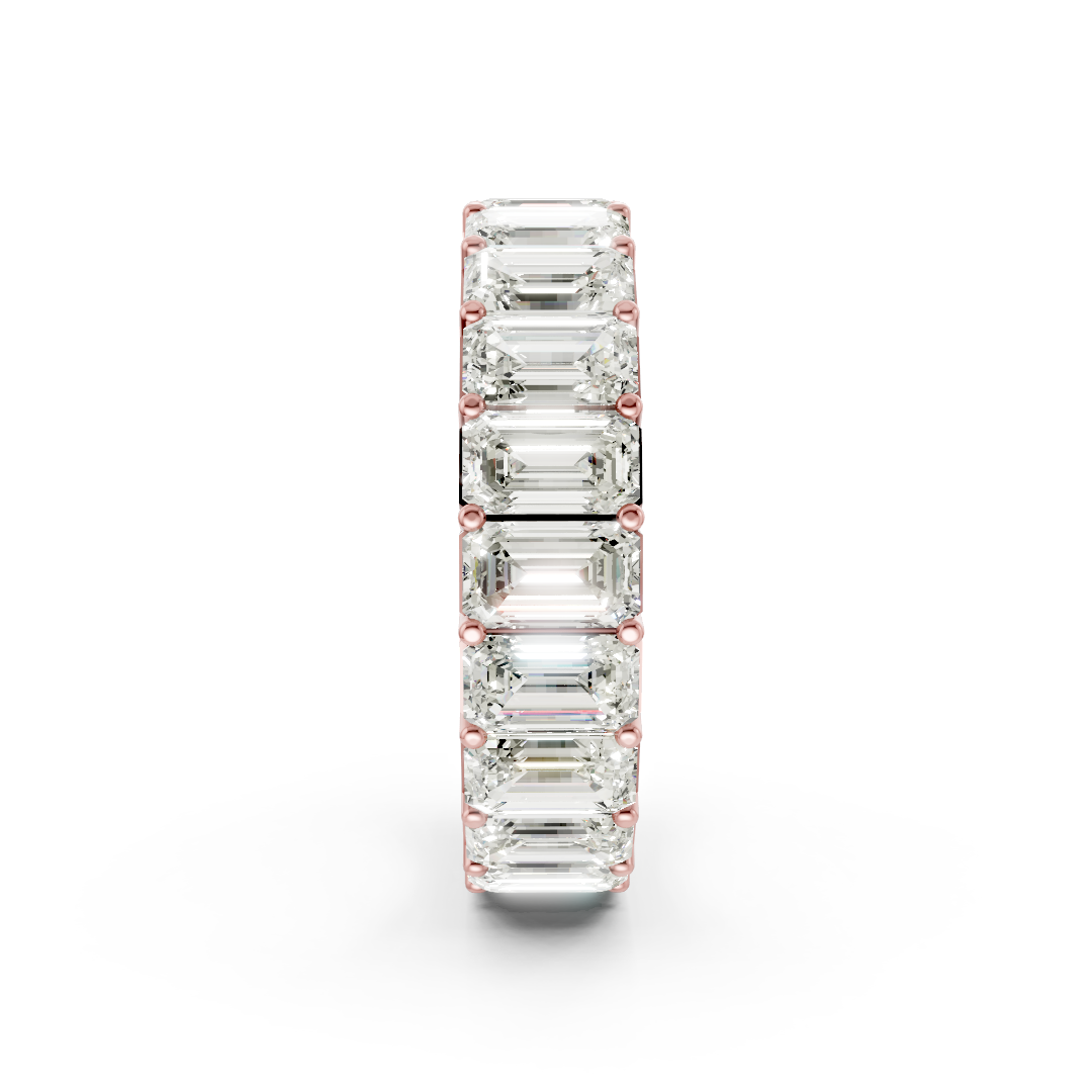 Emerald Diamond Shared Prong Eternity Band