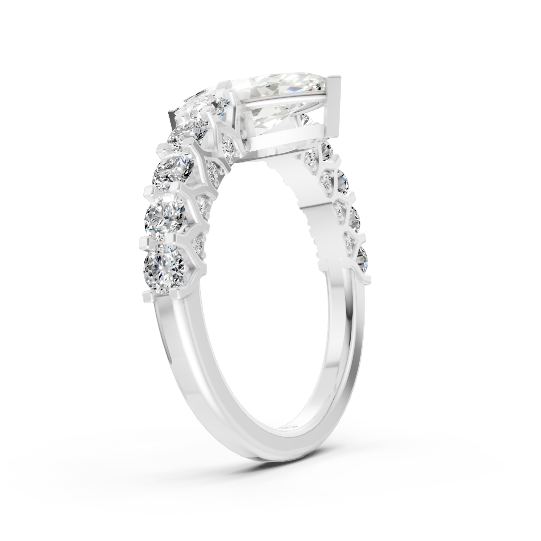Marquise Cut Diamond With Scalloped Graduated Shank Ring
