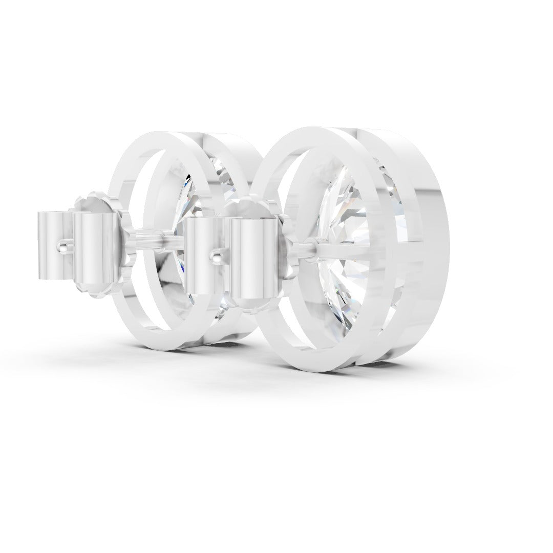 Oval Cut Lab Grown Diamond Bezel Set Stud Earring