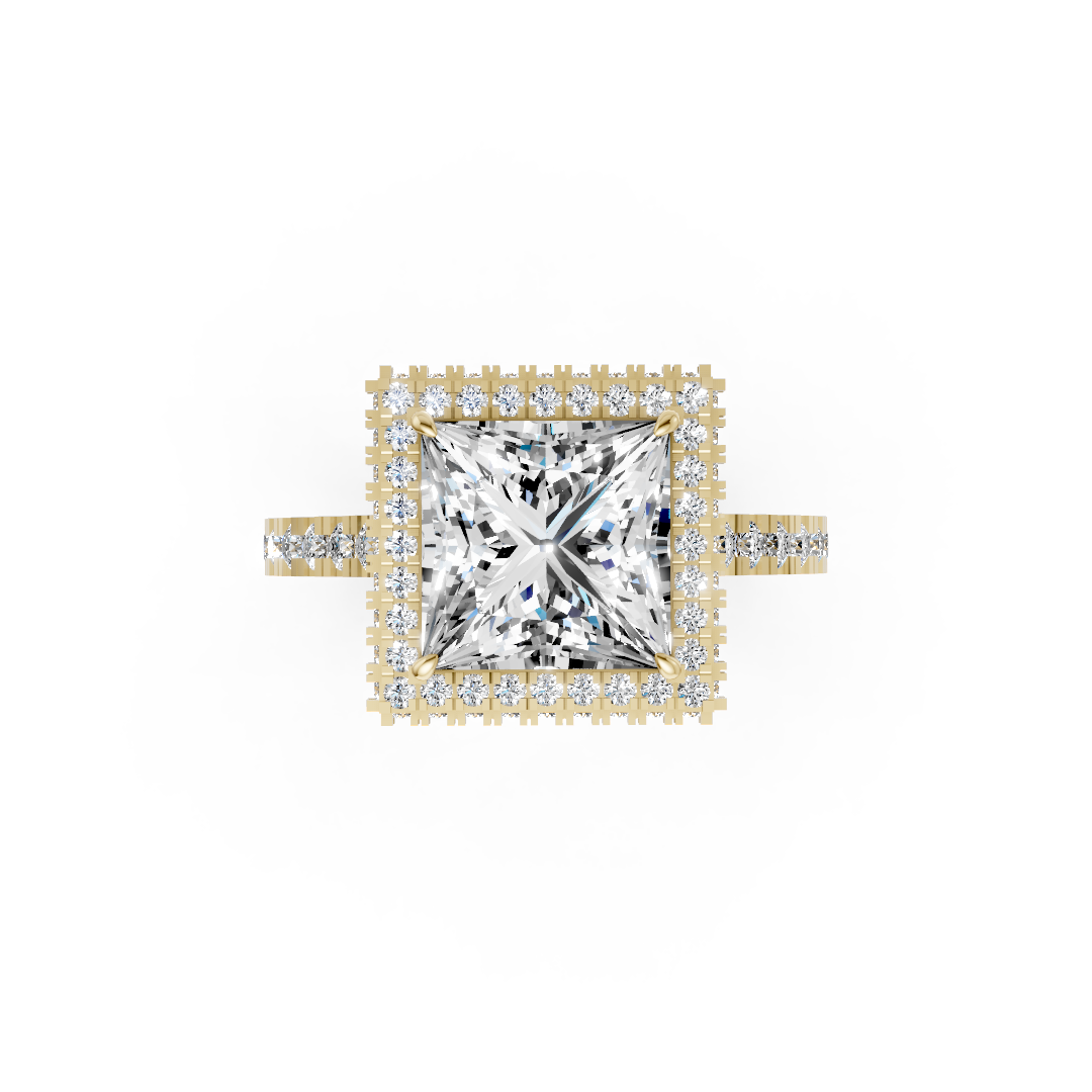 Princess Diamond Halo Pave Set Ring