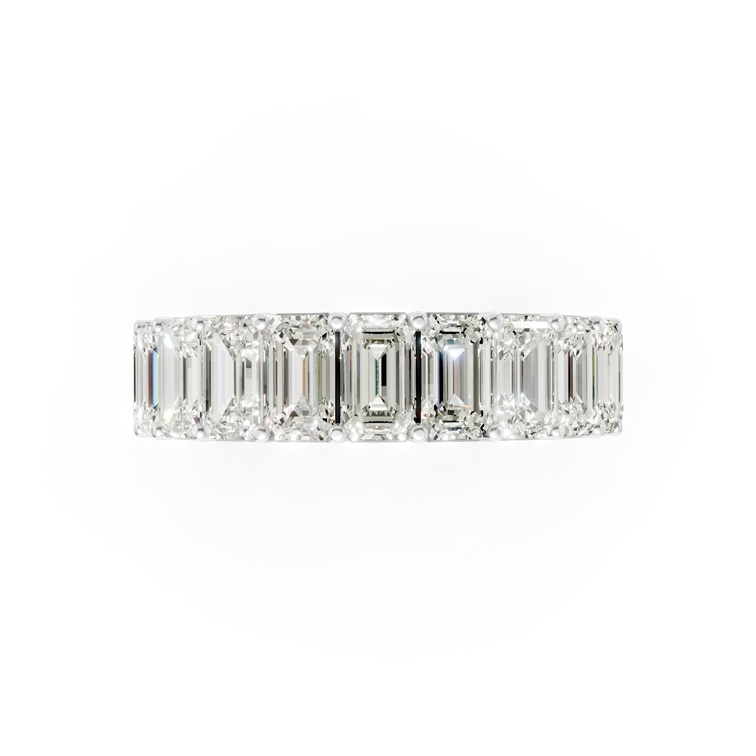 Emerald Diamond Half Eternity Band