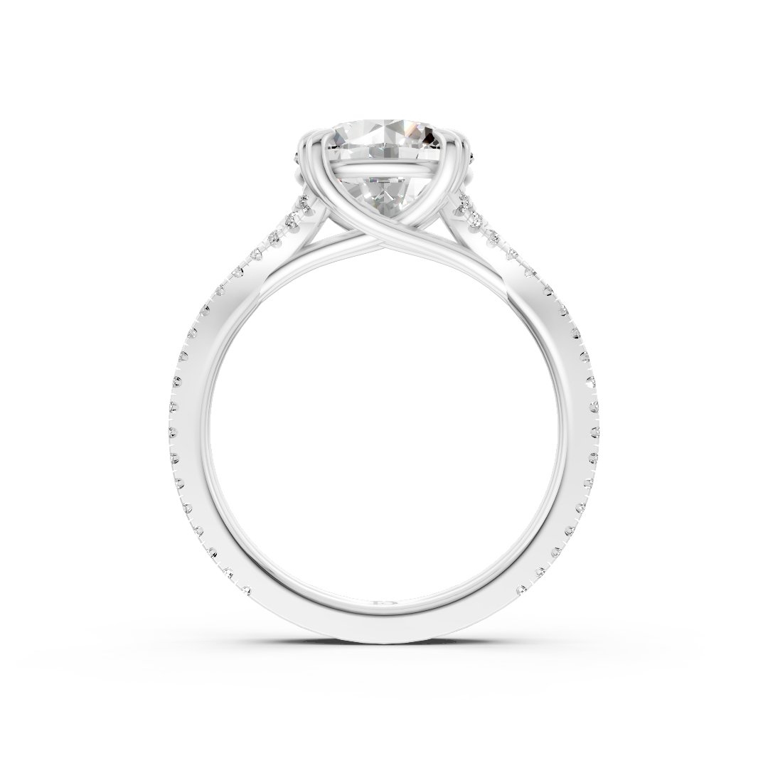 Round Diamond Double Band Engagement Ring