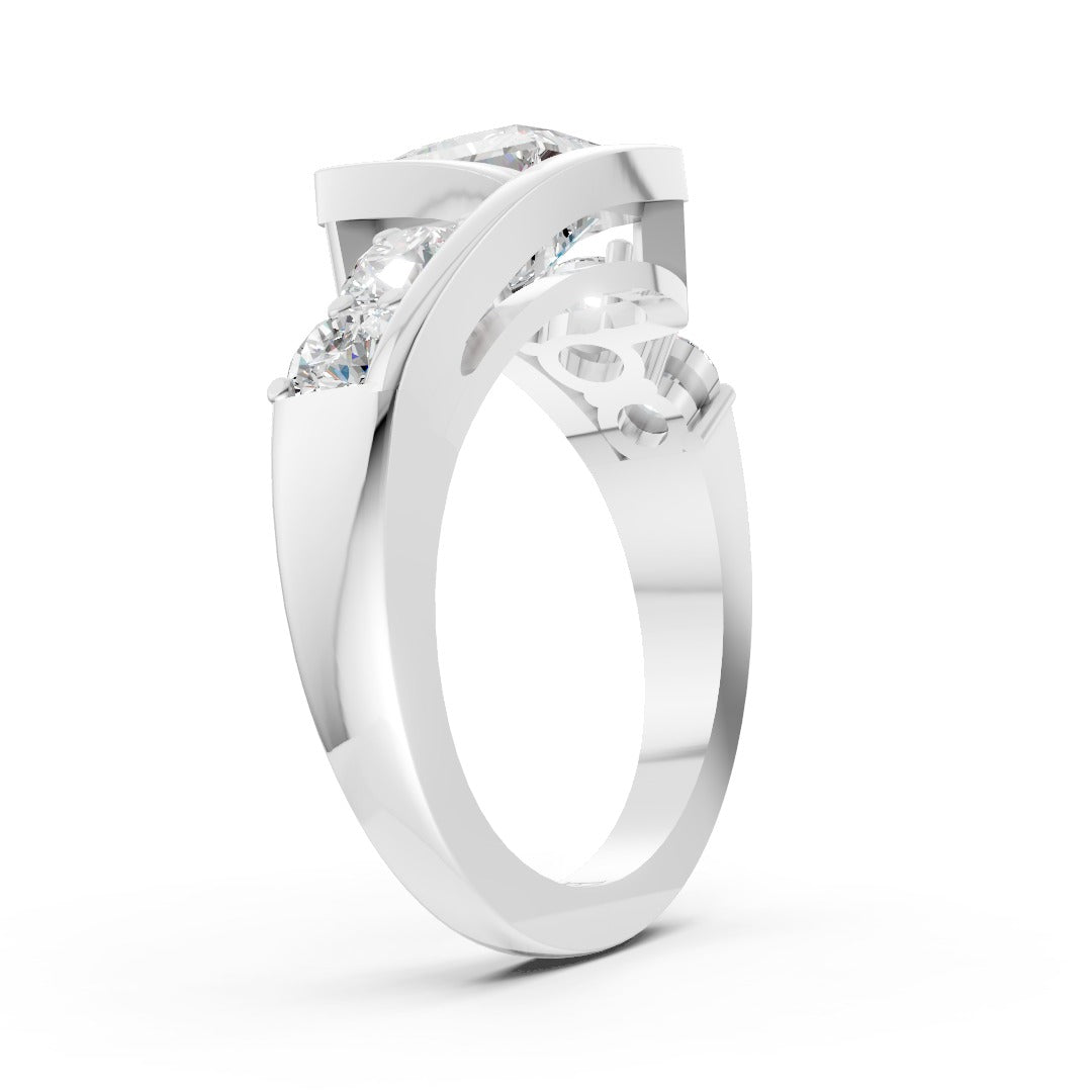 Unique Five-Stone Princess And Round Diamond Ring