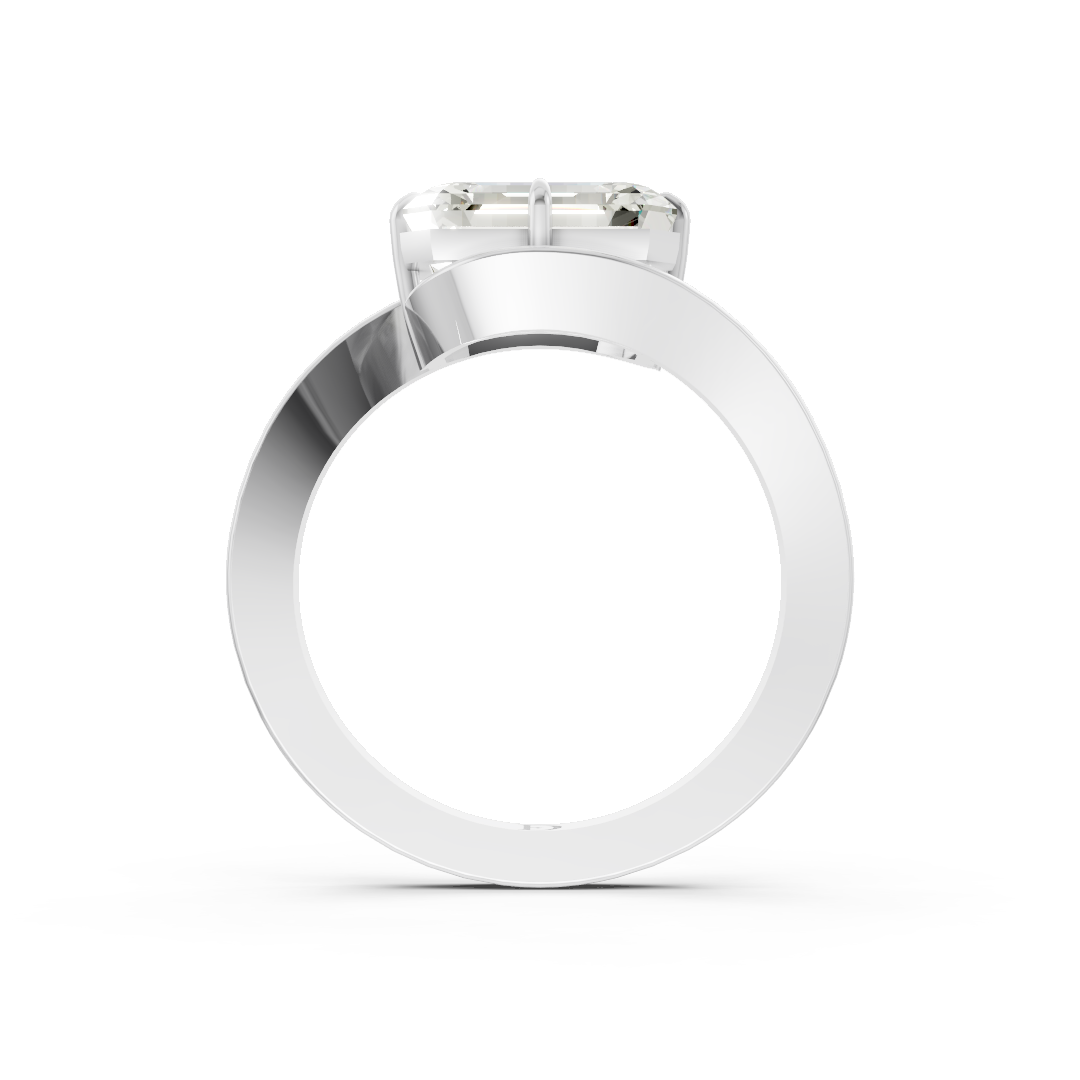 Emerald Diamond Bypass Shank Ring