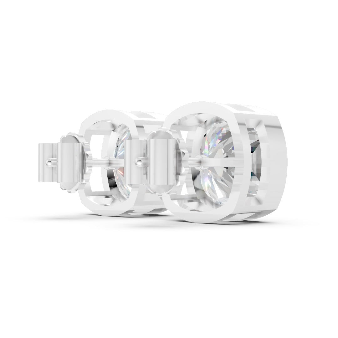 Cushion Cut Lab Grown Diamond Bezel Set Stud Earring