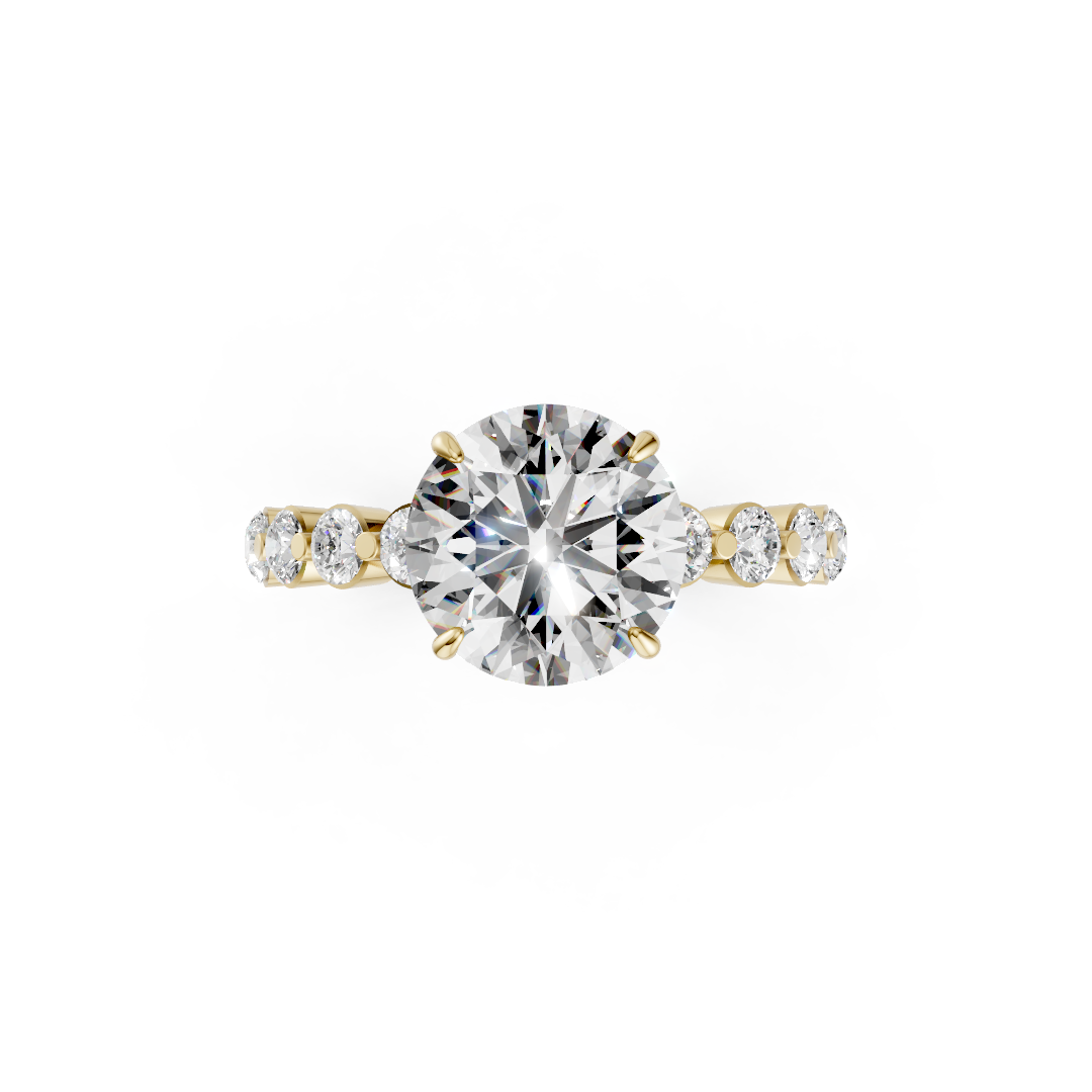 Round Diamond Shared Prong Engagement Ring