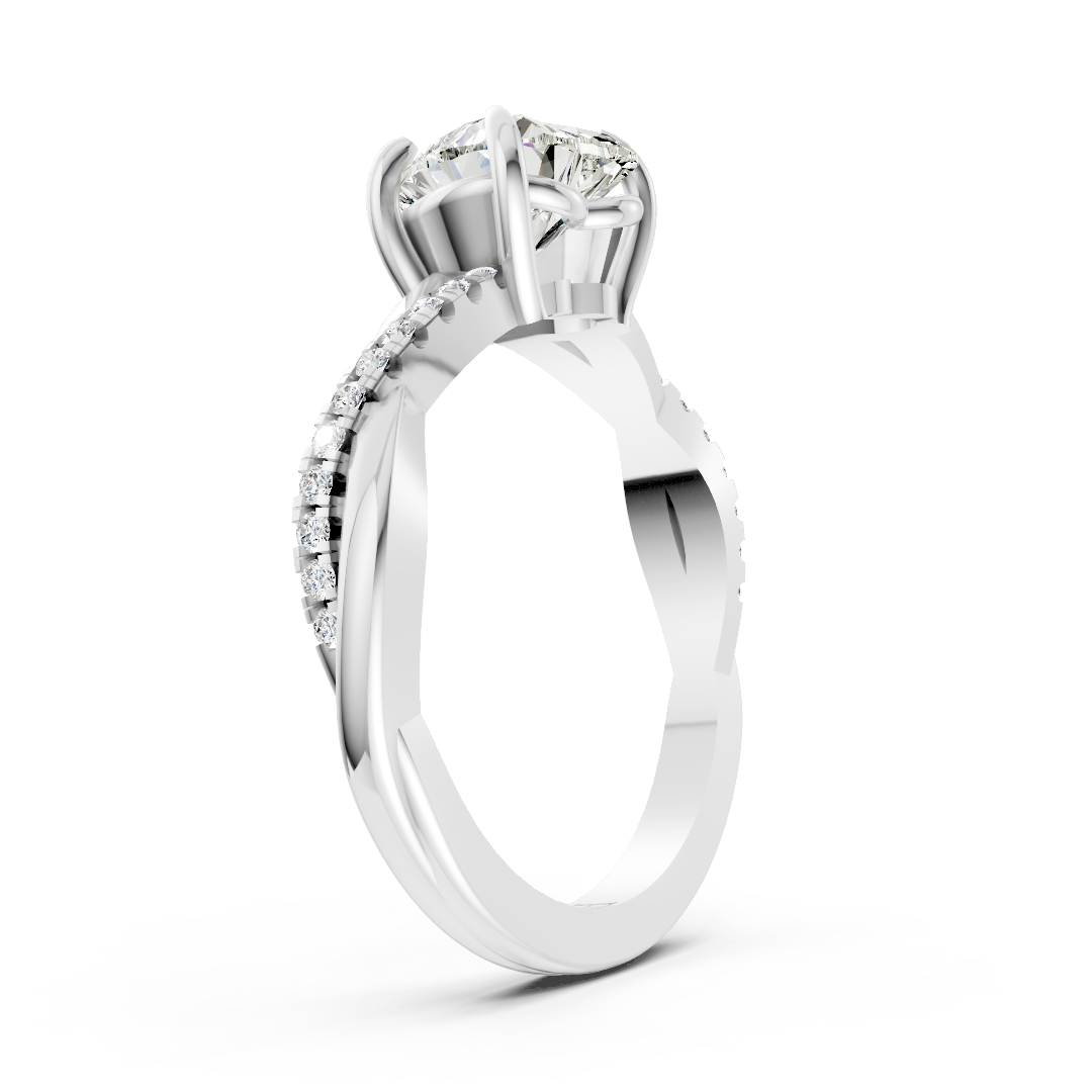 Heart Cut Diamond Twisted Infinity Ring With Half-Pavé Shank