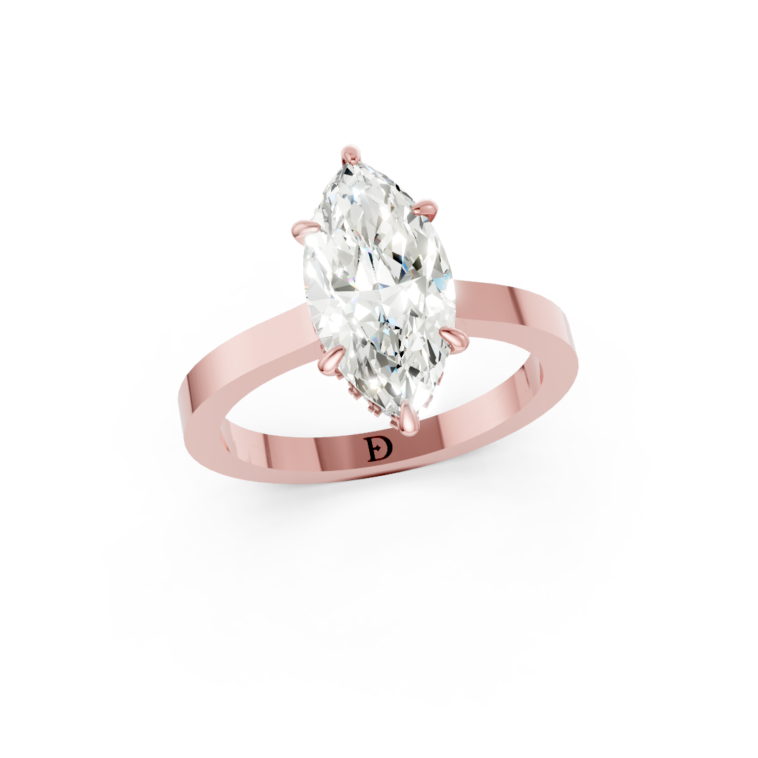 Marquise Solitaire Diamond Hidden Halo Ring