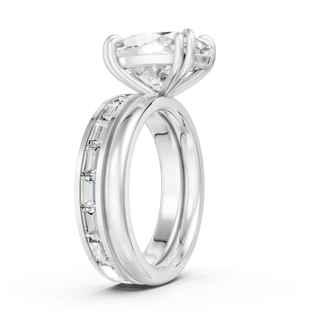 Oval Cut Lab-Grown Diamond Bridal Ring with Baguette Channel Setting Band