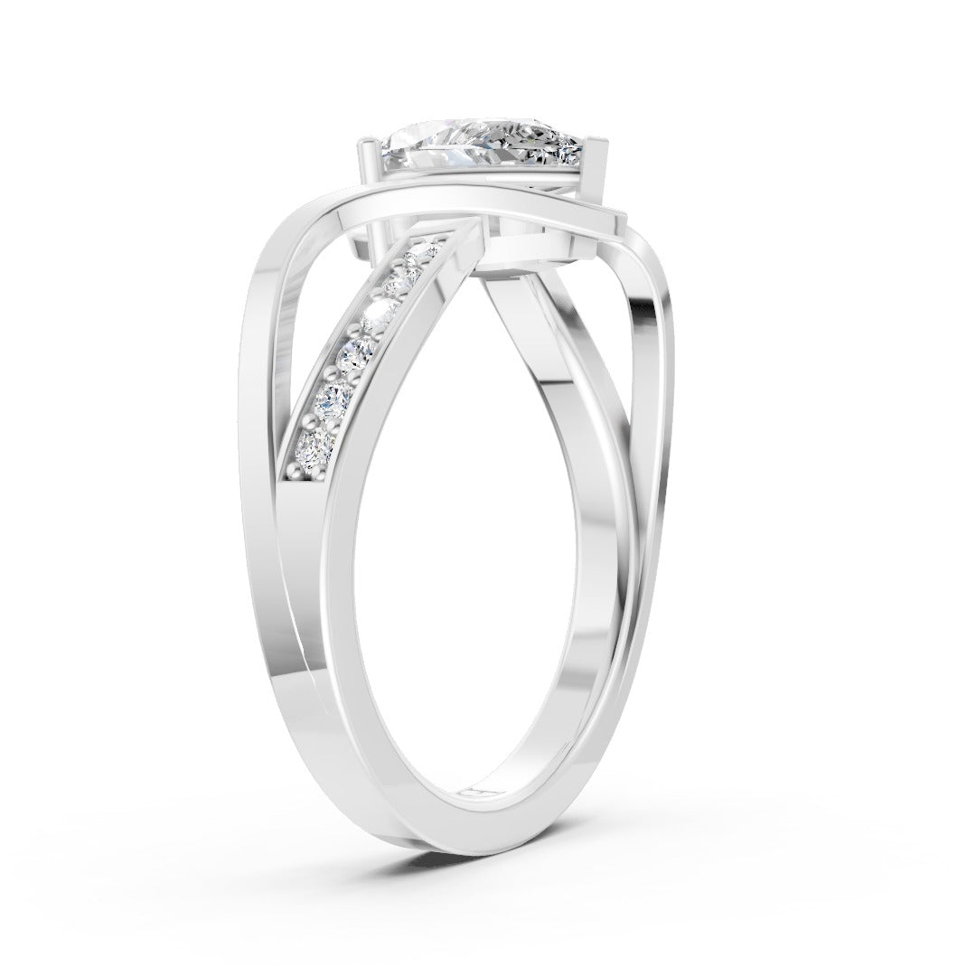 Pear Cut Diamond Bypass With Ribbon Wrap Set Ring