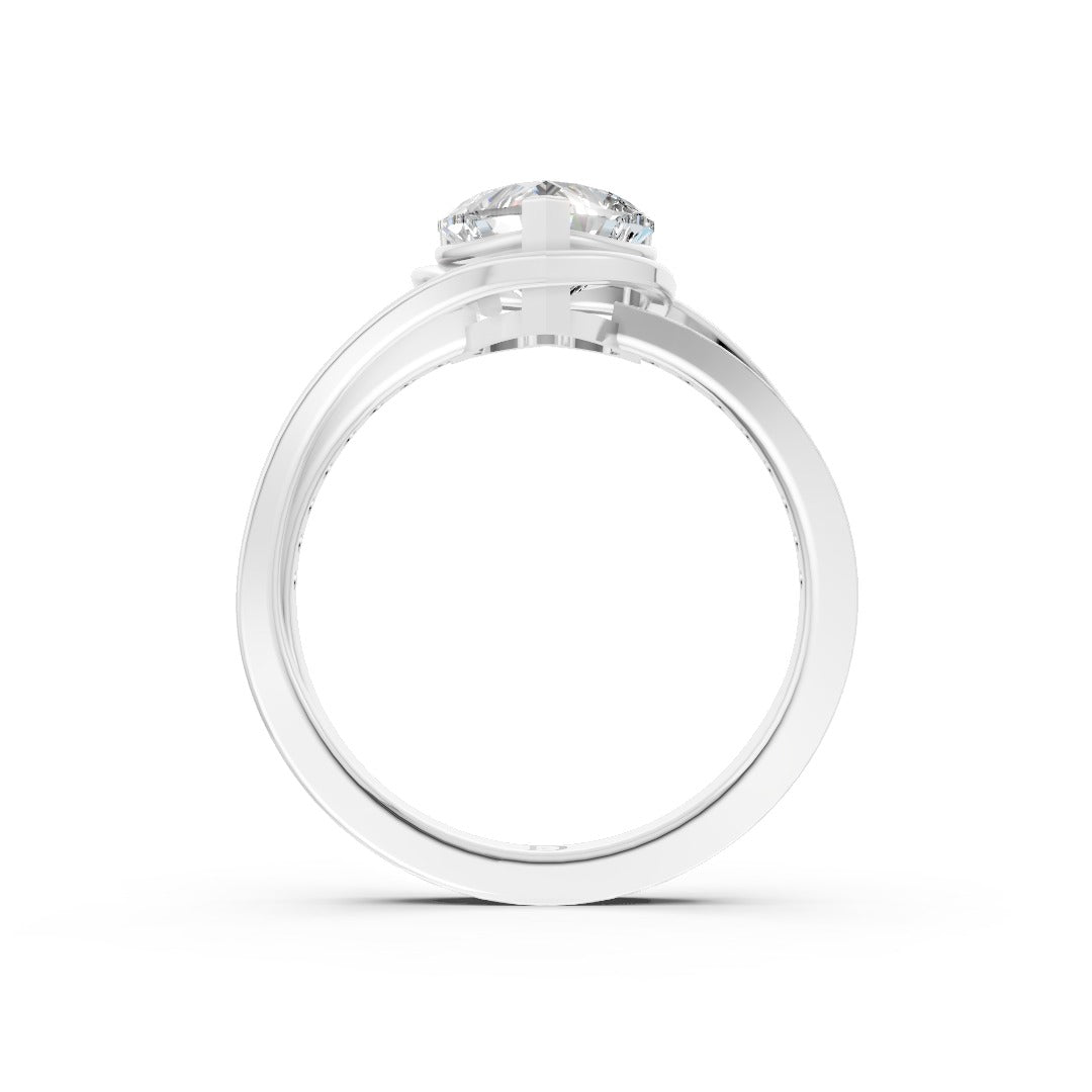 Heart Accented Bypass Lab Diamond Engagement Ring