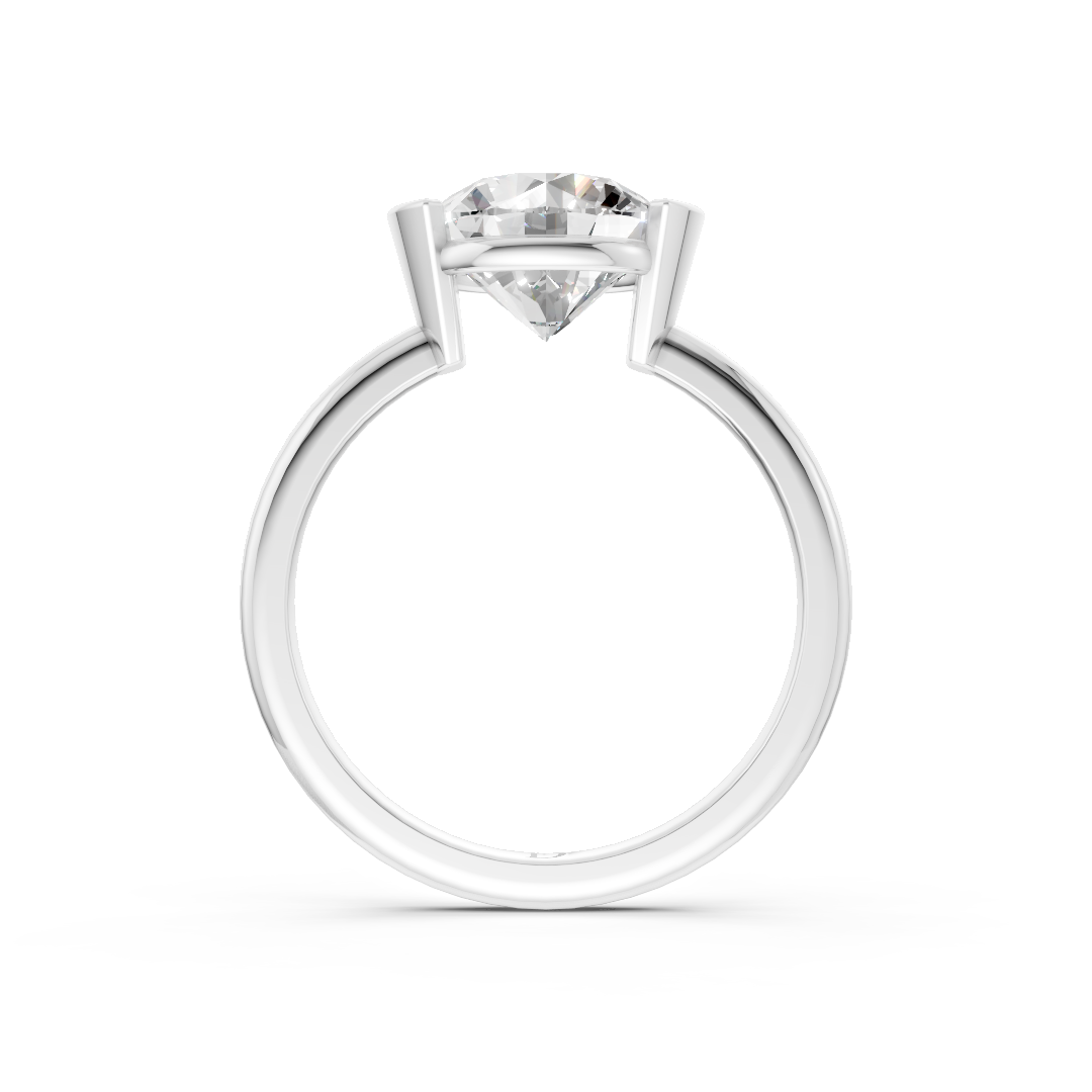 Round Cut Half Bezel Set Ring