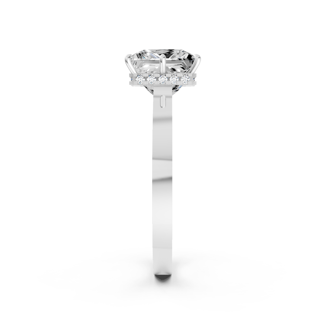 Princess Solitaire Diamond Hidden Halo Ring