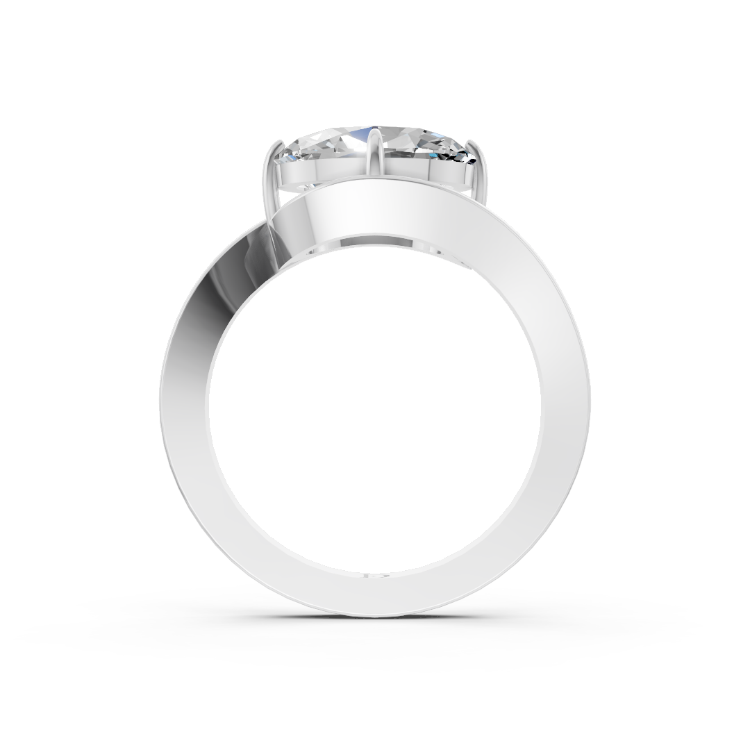 Oval Diamond Bypass Shank Ring